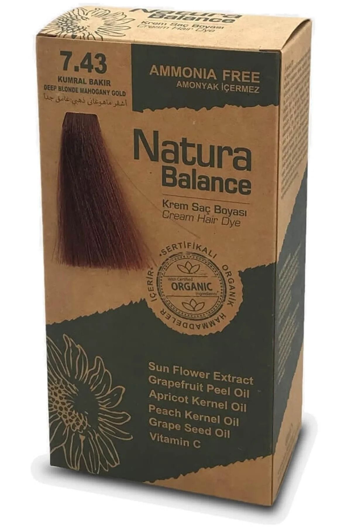 NATURABALANCE Natura Balance 7.43 Kumral Bakır Organik Krem Saç Boyası