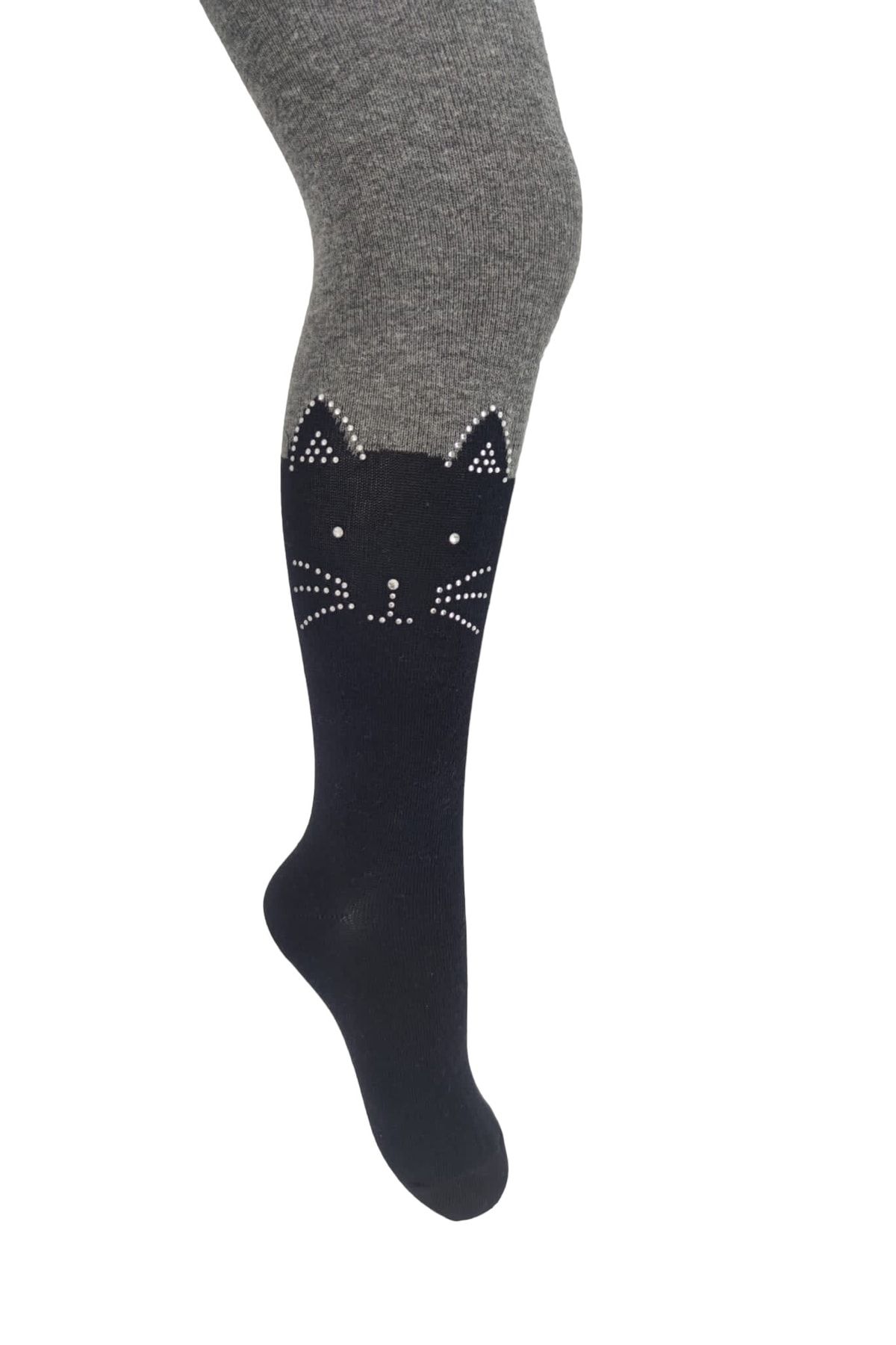 Belyy Socks Taş Baskılı Kedi Desen Kız Çocuk Külotlu Çorap