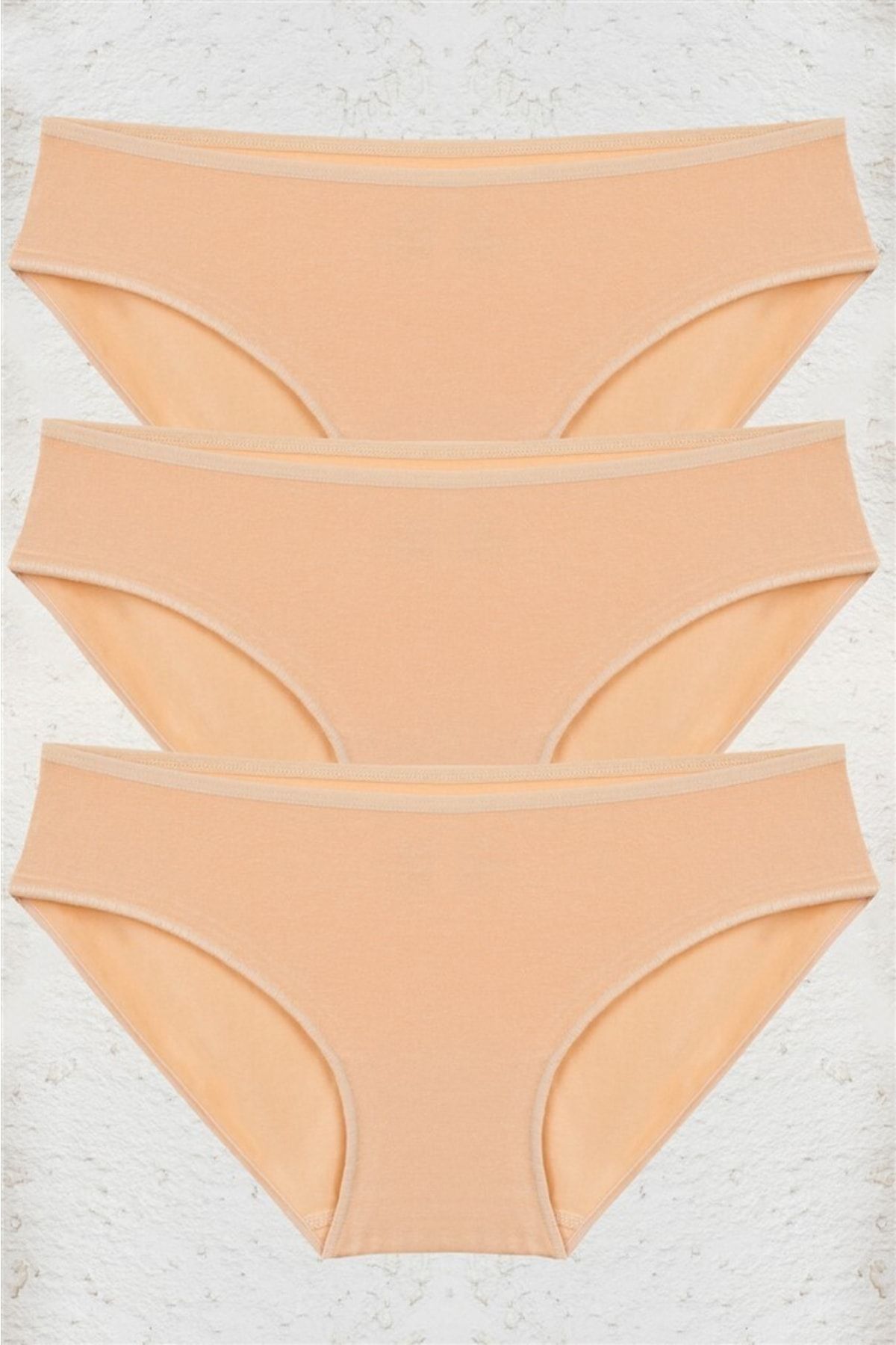 BSM 3'lü Kadın Ten Modal Pamuklu Yüksek Kalite Doğal Kilot Bikini Külot