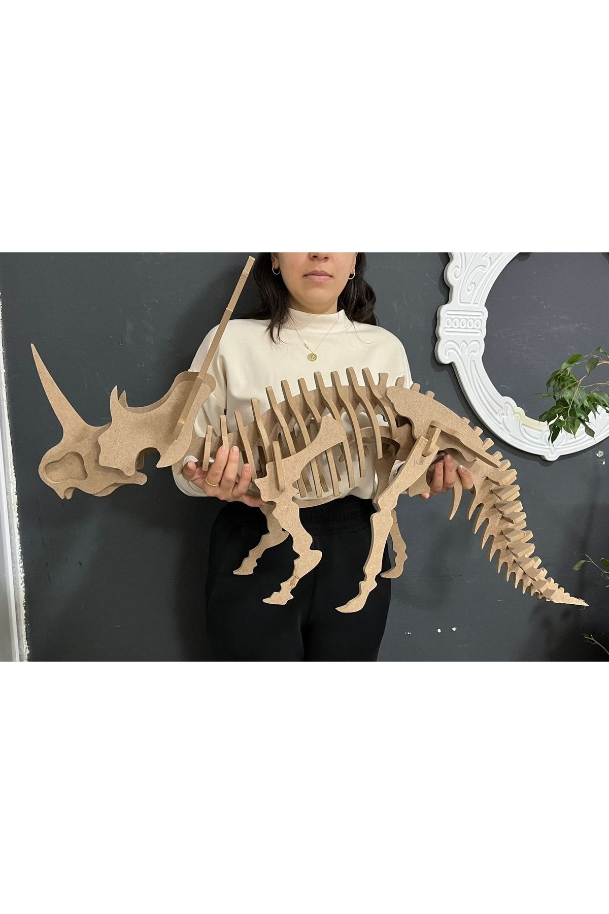 MONTEMO 3D Dinozor İskelet Maket-Yapboz-Dekoratif Obje-Ahşap-(8mm ham mdf)