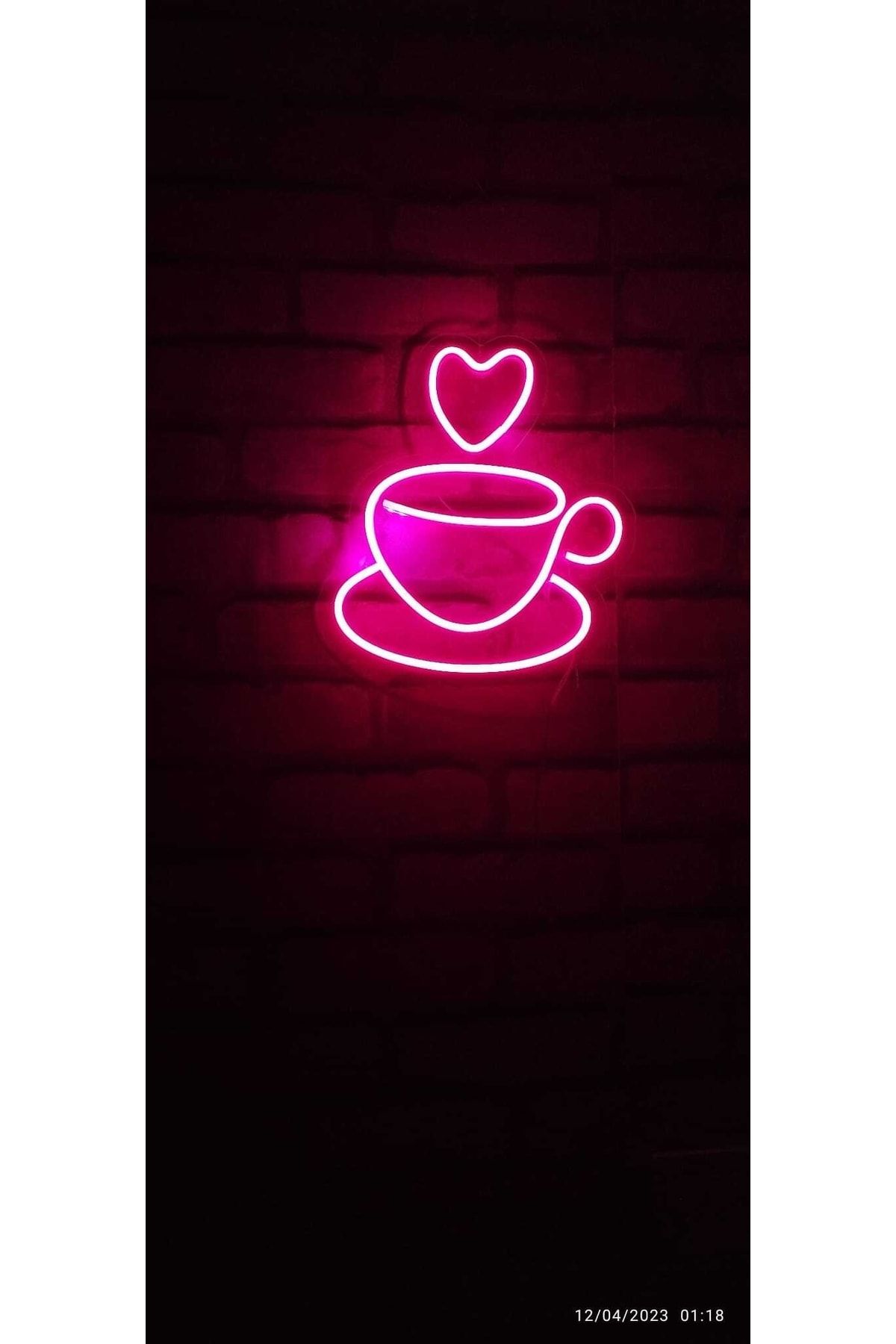 Erdem neon led Kalpli Neon Led Fincan 12 V Dekoratif Tasarım Love Coffee Neon Led