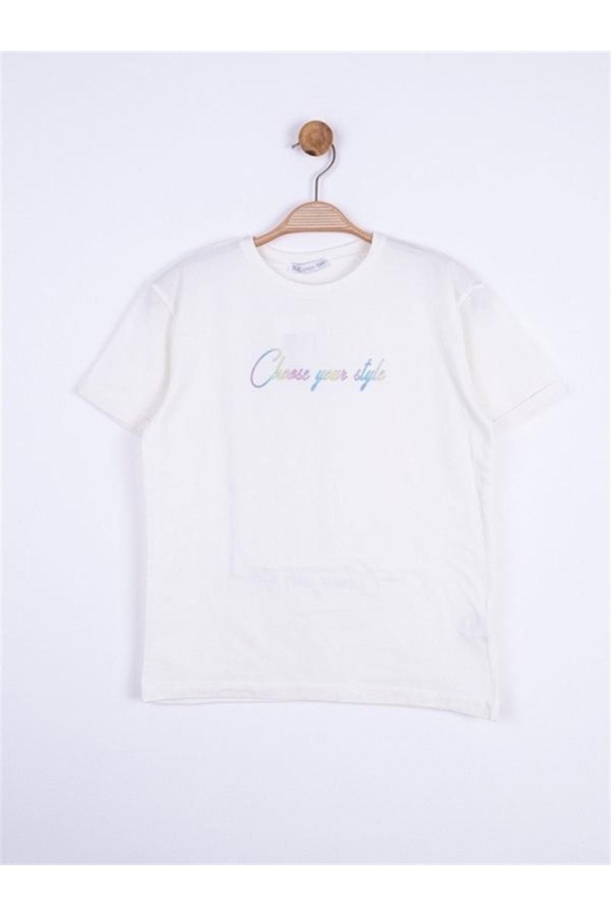 NK Kız Çocuk Choose Your Style Yazılı Dantel Detaylı Pamuklu Tshirt