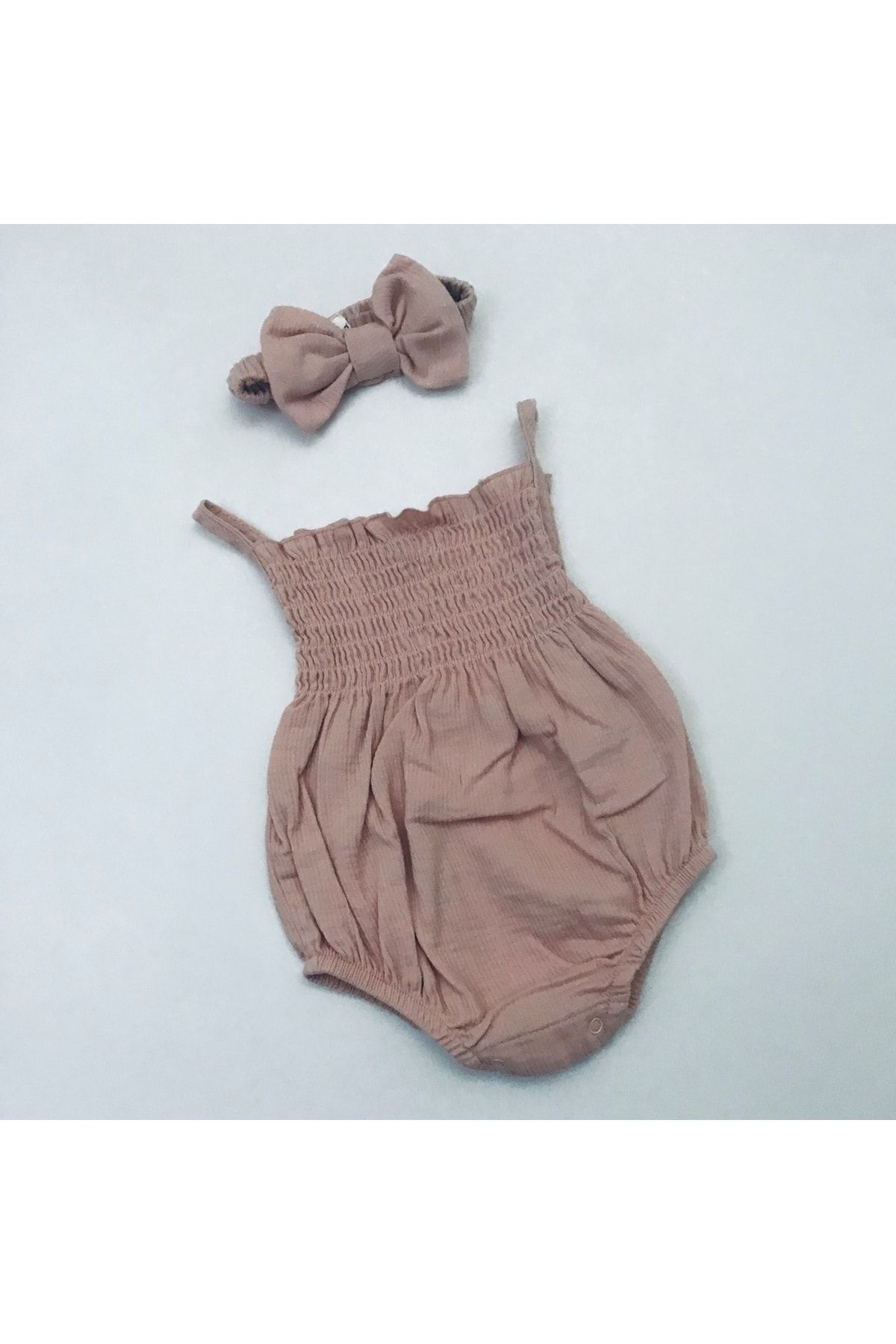 Kidaxi Rose Bandanalı Fitilli Muslin Ip Askılı Çıtçıtlı Elbise