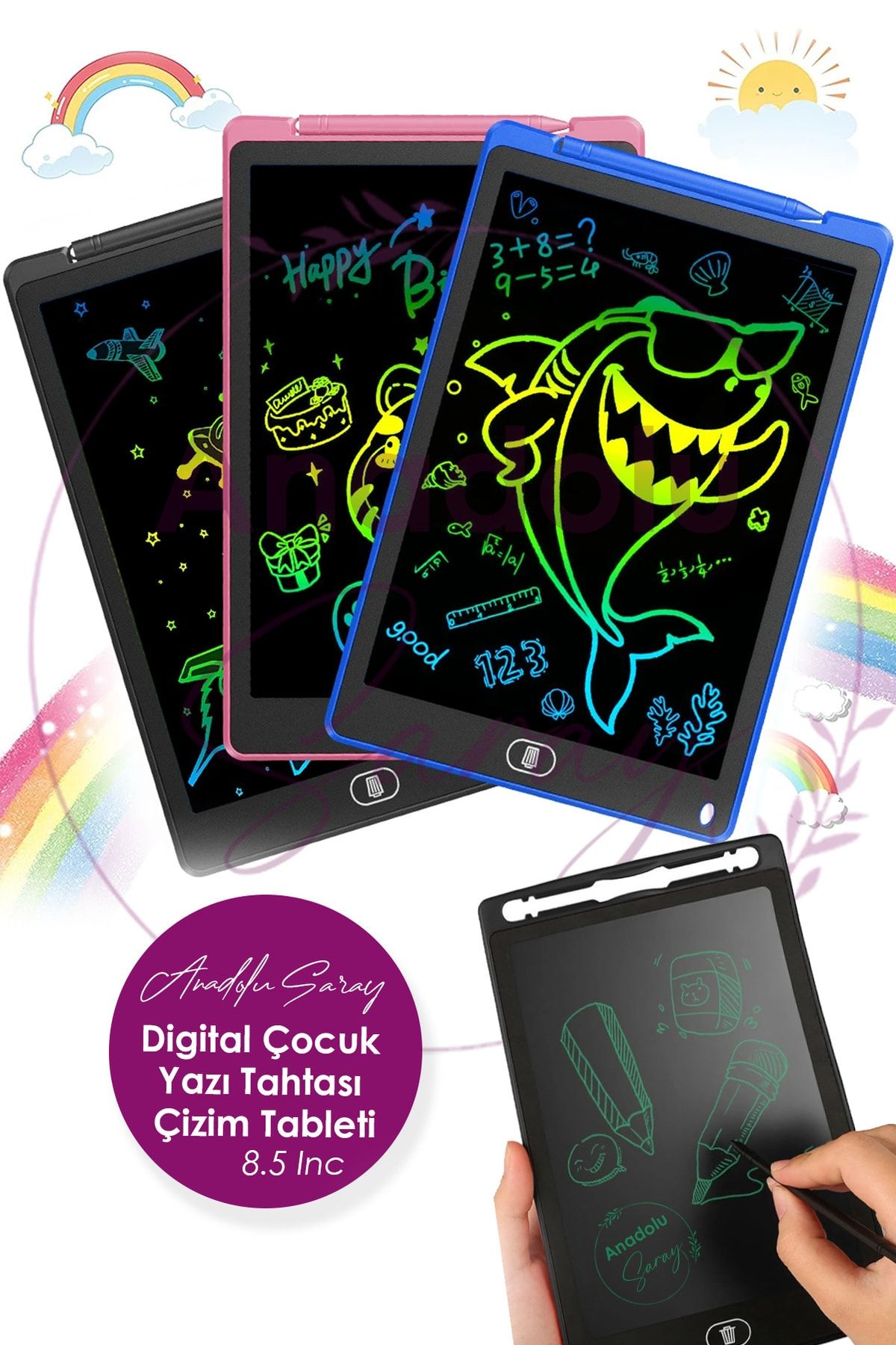 Anadolu Saray Çarşısı Eğitici Ve Öğretici Grafik Digital Çocuk Yazı Tahtası Çizim Tableti Lcd 8.5 Inc Çizim Tablet Oyuncak