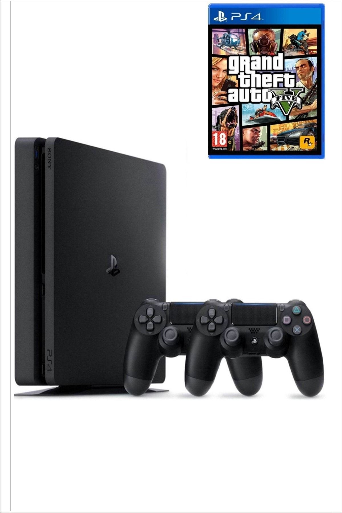 Sony Playstation 4 Slim Kasa 500 Gb +( Yenilenmiş. )+ 2. Ps4 Kol + Gta 5 Dahil 15 Dijital Oyun Hediyeli