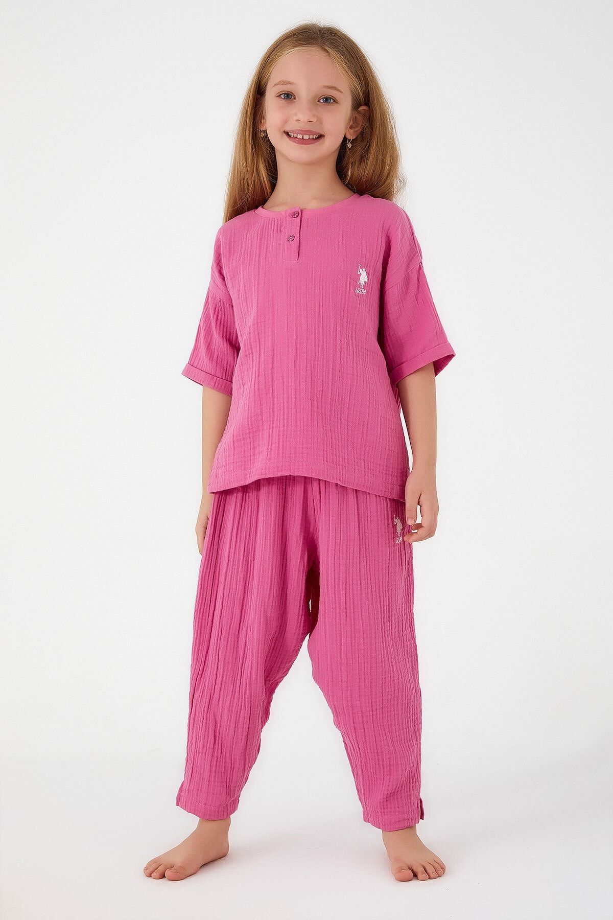 U.S. Polo Assn. U.s. Polo Assn Thin Strip Kız Çocuk Kısa Kol Pijama Takım