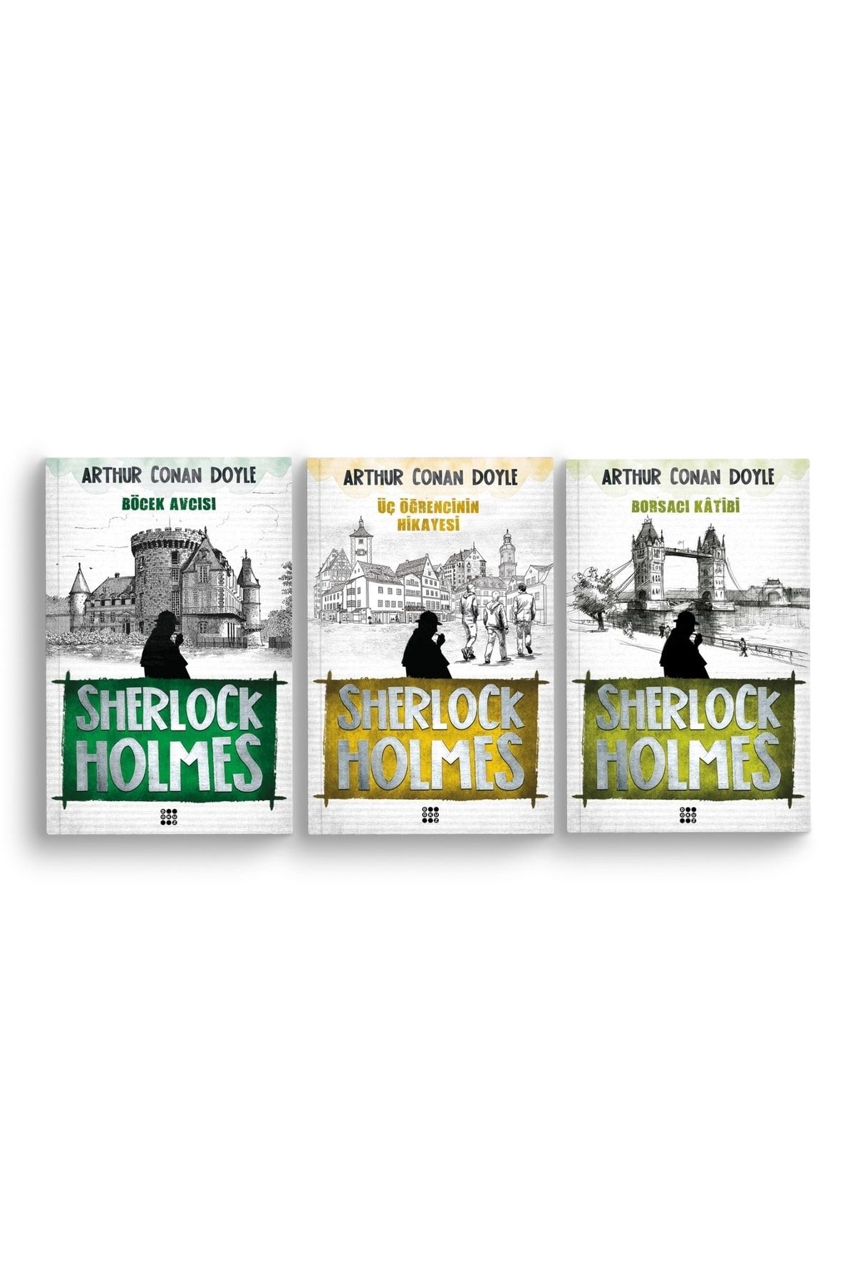 Dokuz Yayınları Sherlock Holmes 3 Kitap Set Böcek Avcısı Üç Öğrencinin Hikayesi Borsacı Katibi