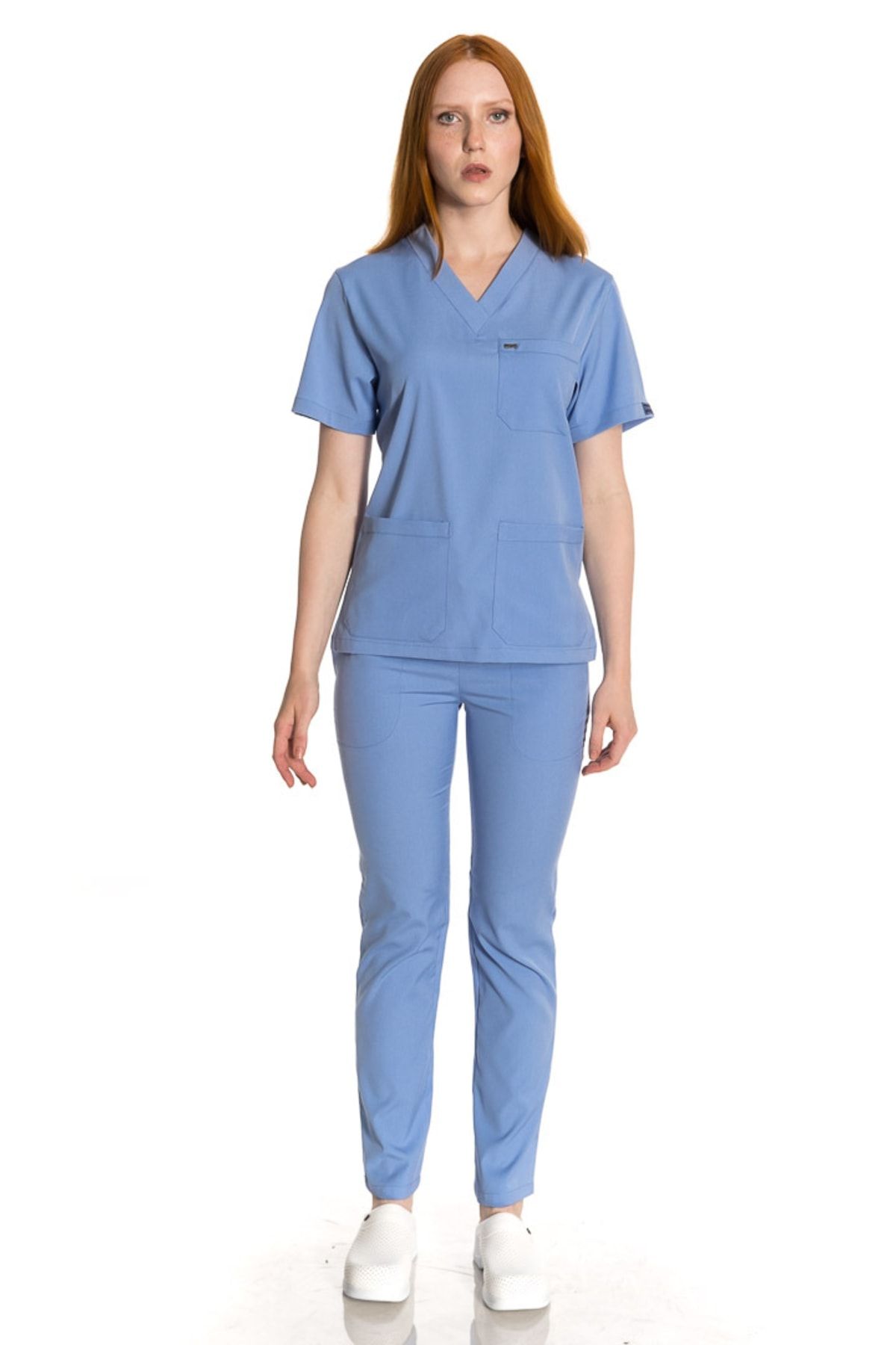 TIPMOD Unisex Yarasa Kol Likralı Doktor / Hemşire Forması Koyu Mavi