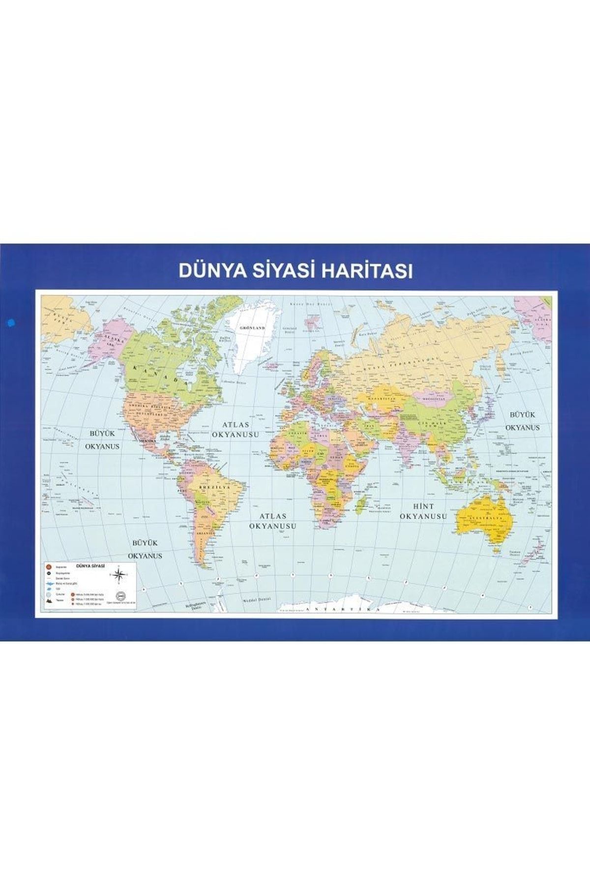 Okul Dünyası Dünya Siyasi Haritası 100x140 cm