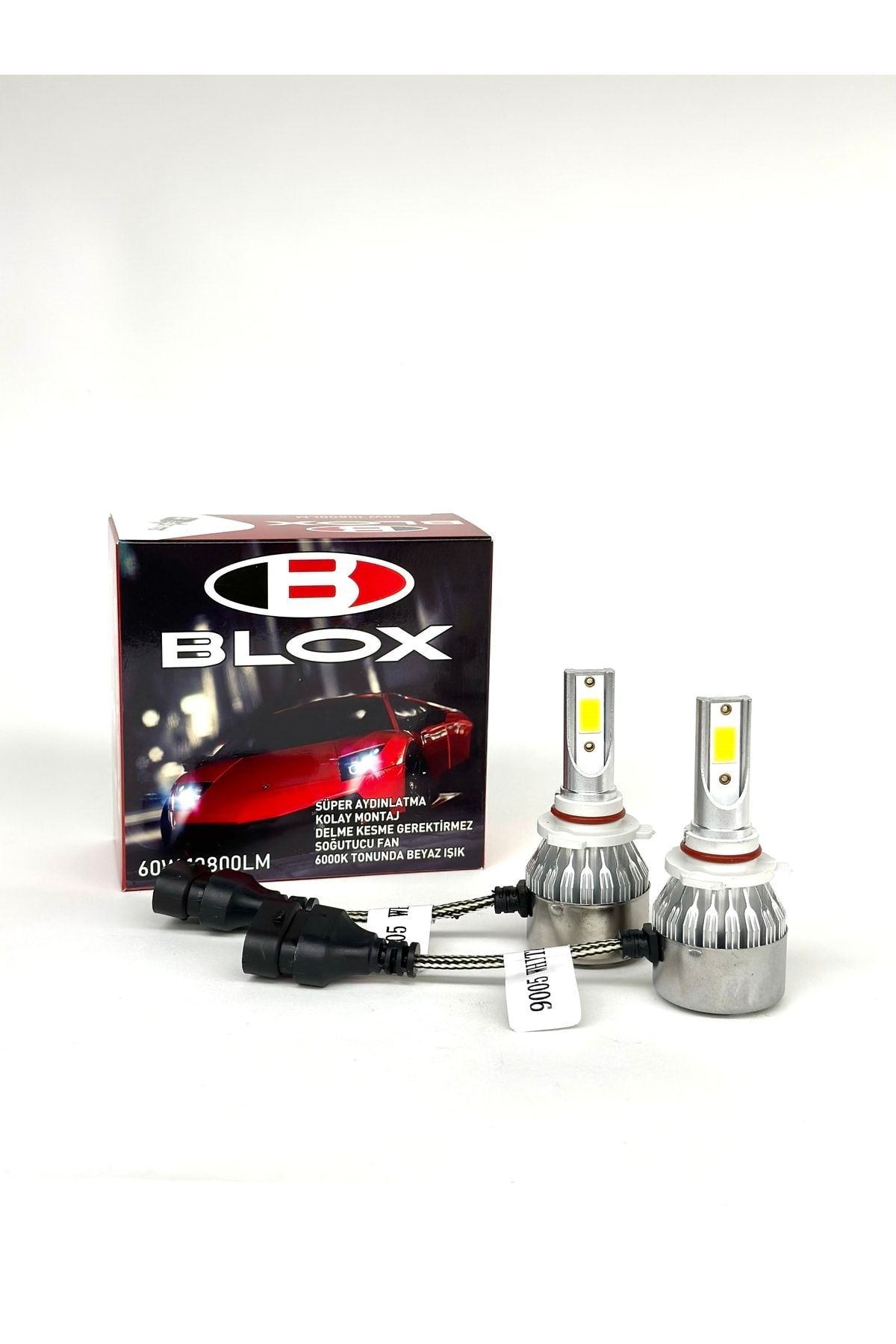 BLOX 9005 Soğutmalı Led Xenon Led Zenon 10800 Lümen 6000 Kelvin Şimşek Etkili Led Xenon Far Ampulü Beyaz