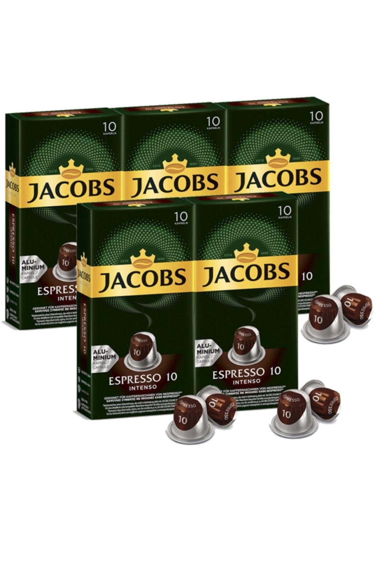 Jacobs Espresso 10 Intenso Nespresso Uyumlu Alüminyum Kapsül Kahve 10 Adet X 5 Paket