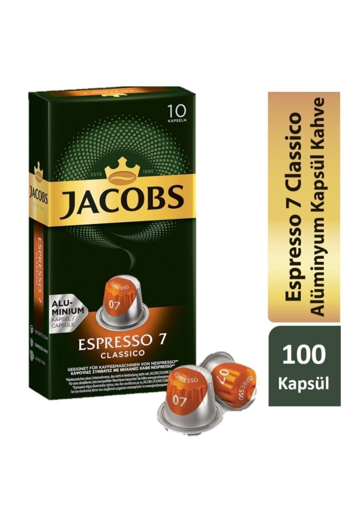 Jacobs Espresso 7 Classico Nespresso Uyumlu Alüminyum Kapsül Kahve 10 Adet X 10 Paket