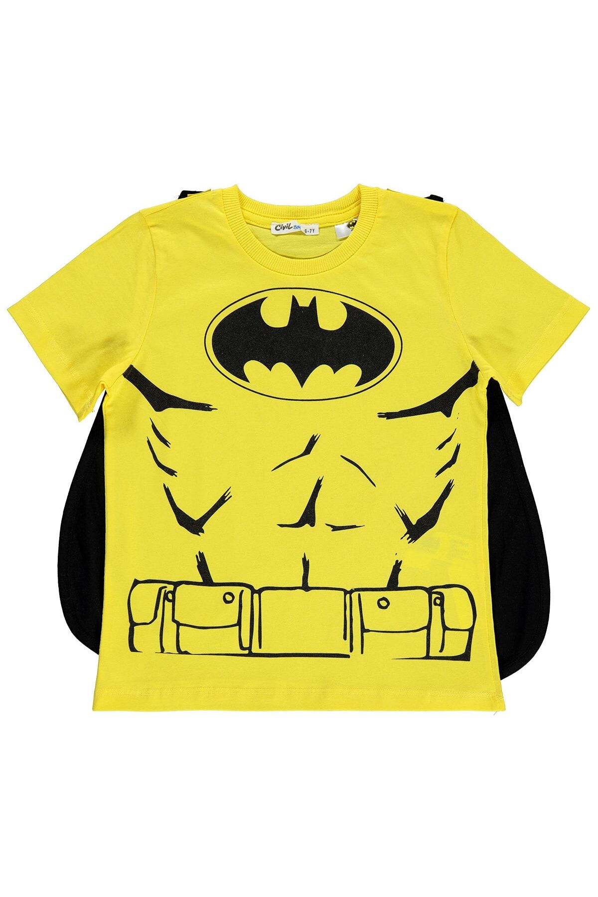 Batman Erkek Çocuk Pelerinli Tişört 6-9 Yaş Sarı