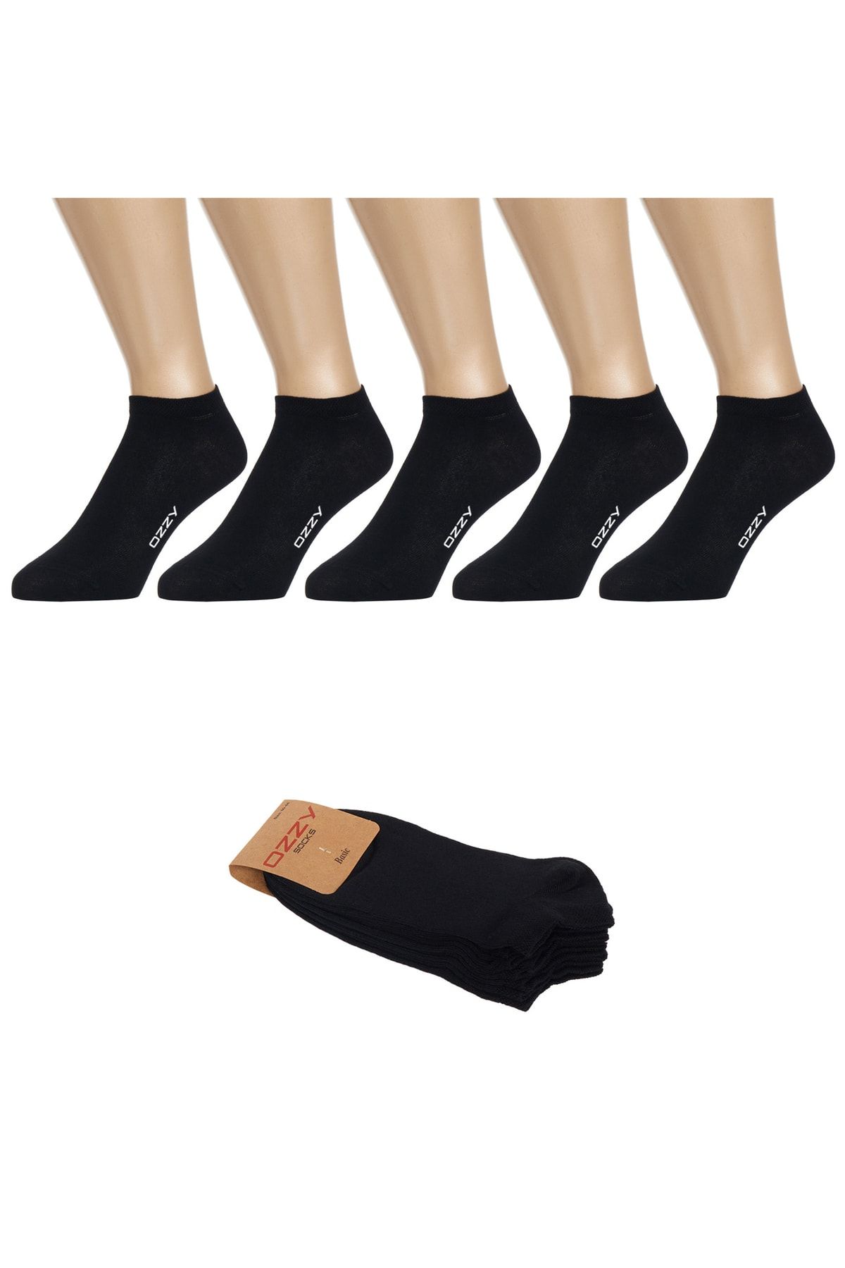 Ozzy Socks 5 Çift Dikişsiz Pamuklu Siyah Patik Çorap Yazlık Dayanıklı Topuk Ve Burun