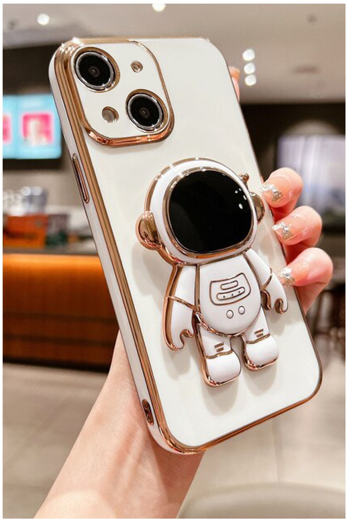 Deilmi Iphone 14 Uyumlu Özel Tasarım Kamera Korumalı Yumuşak Silikon Robot Stand Luxury Robot Kapak Kılıf