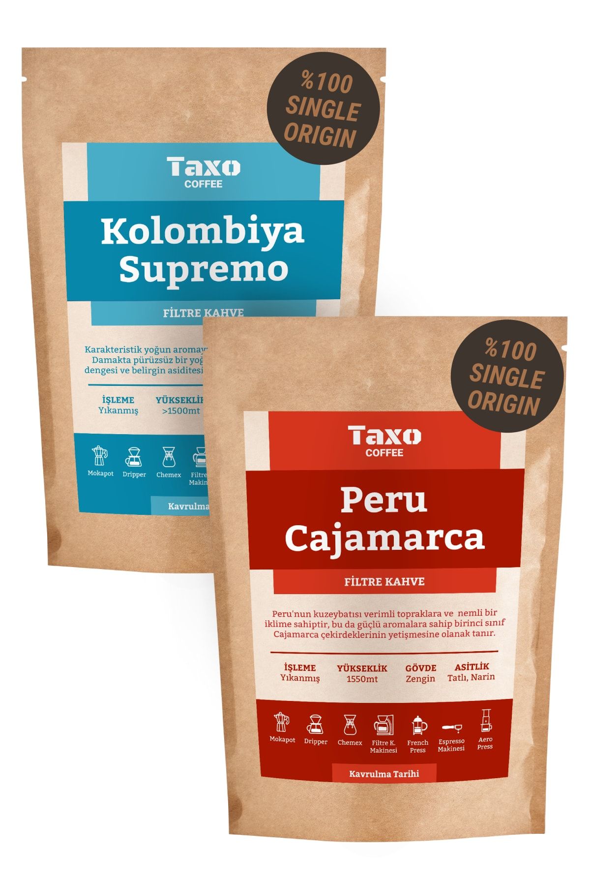 Taxo Coffee Kolombiya Peru 2x200gr Filtre Kahve