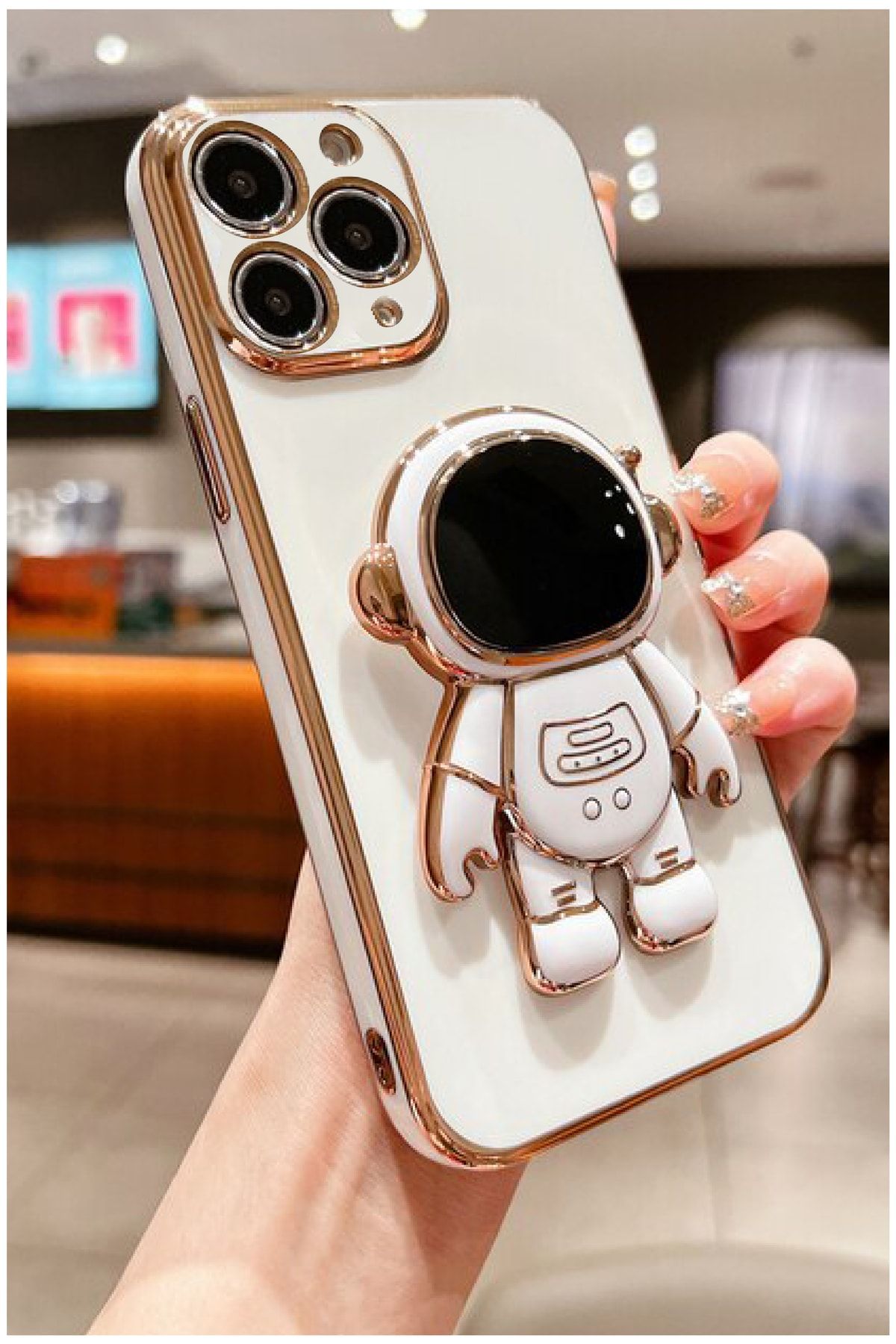 Deilmi Iphone 12 Pro Max Uyumlu Kamera Korumalı Yumuşak Silikon Robot Stand Luxury Robot Kapak Kılıf