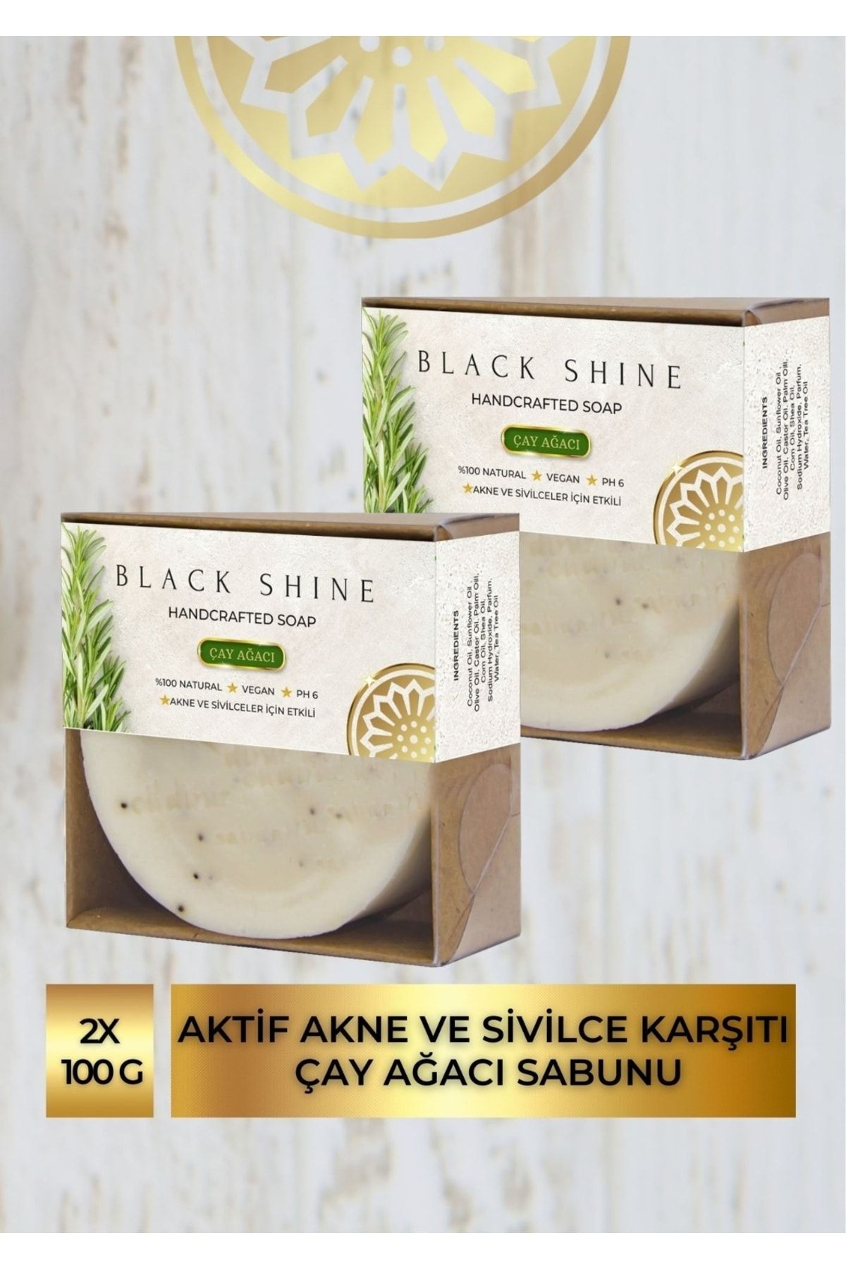 Black Shine BS Çay Ağacı Yağlı Leke Sabunu Yağlı Ve Normal Ciltlerde Akne Ve Sivilce Karşıtı 100 Gram X 2 Adet