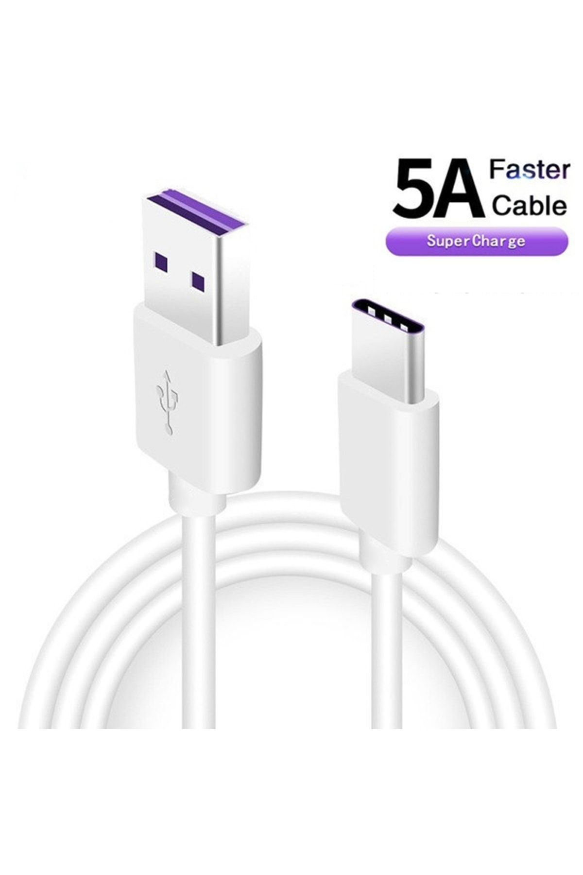 Huawei Usb Type C Girişli Süper Orjinal Hızlı Şarj Ve Data Kablosu 5a Kutu Çıkması Mor Kablo