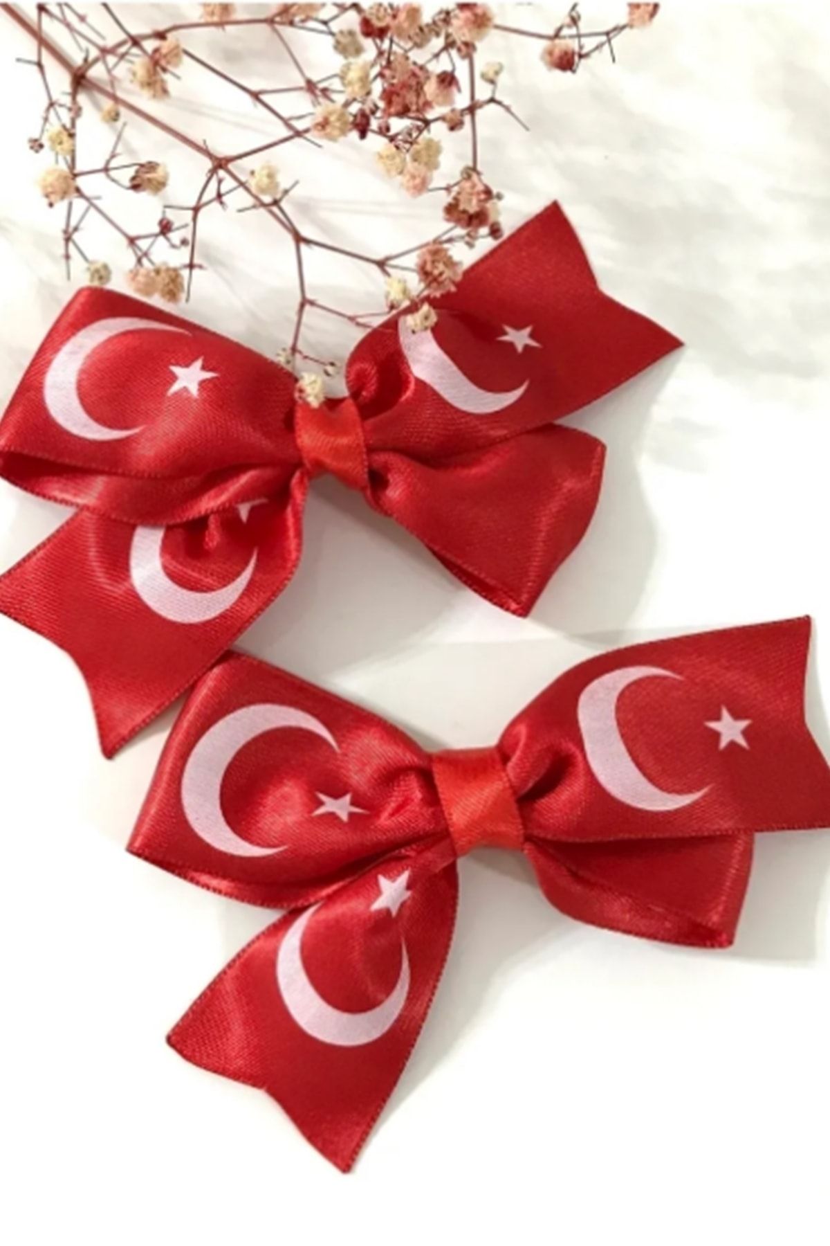 Hobigram 23 Nisan-29 Ekim-10 Kasım Gösteri Özel Tokası Türk Bayraklı 2 Li Saten Toka Kız Çocuk Toka