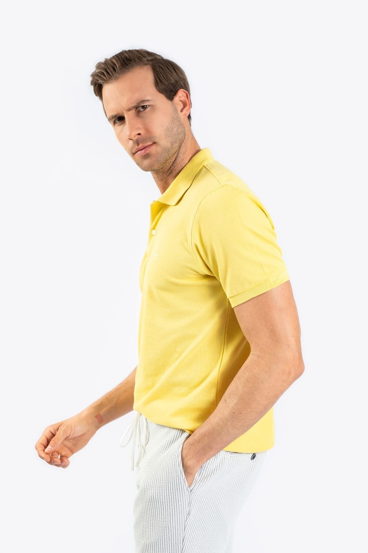 Karaca Erkek Slım Fıt Polo Yaka Tişört-sarı