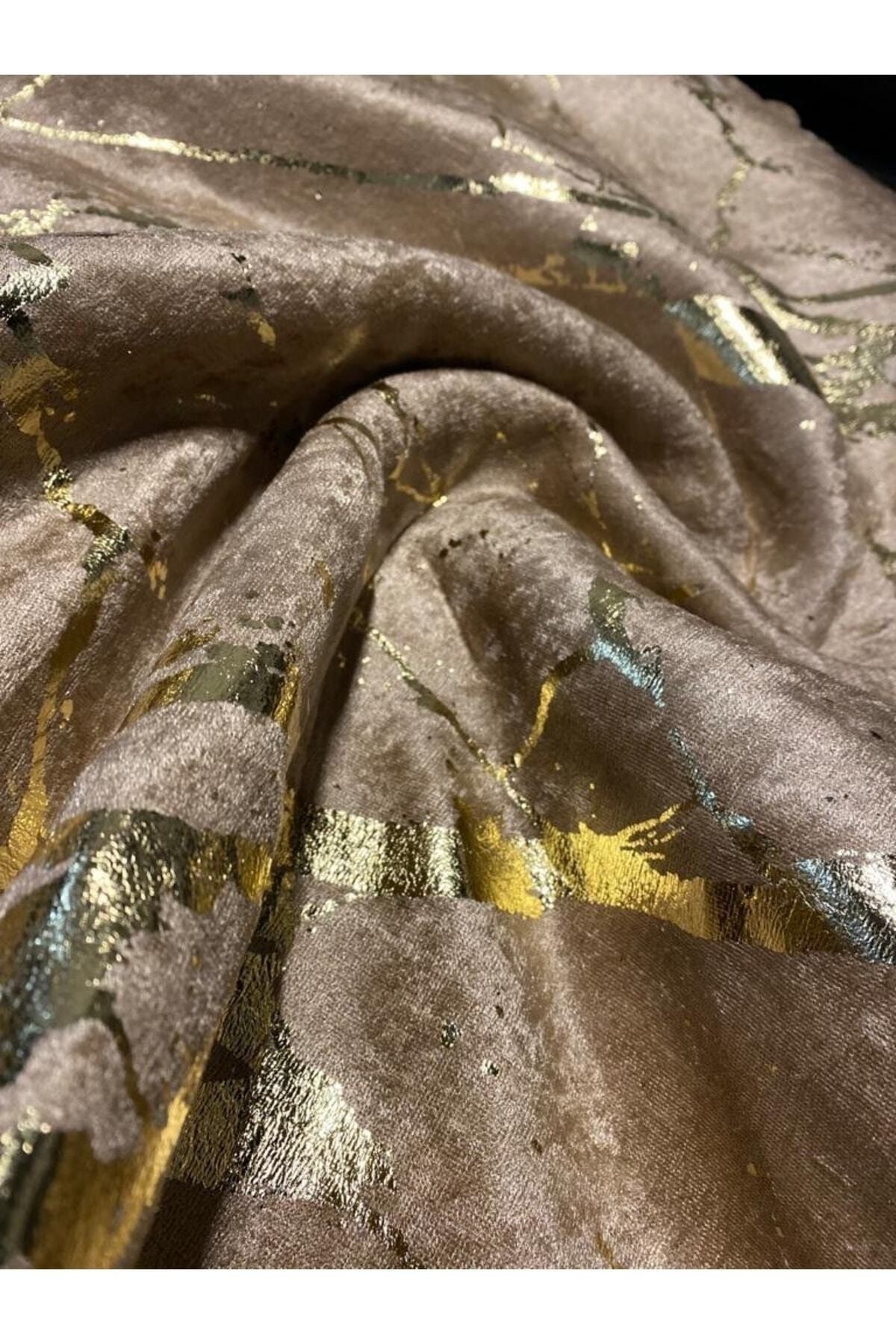 Tekstilsa Koltuk Çekyat Örtüsü Yeni Moda Altın Varaklı Dekoratif Sütlükahve Zemin Süngerli Koltuk Örtüsü 1adet