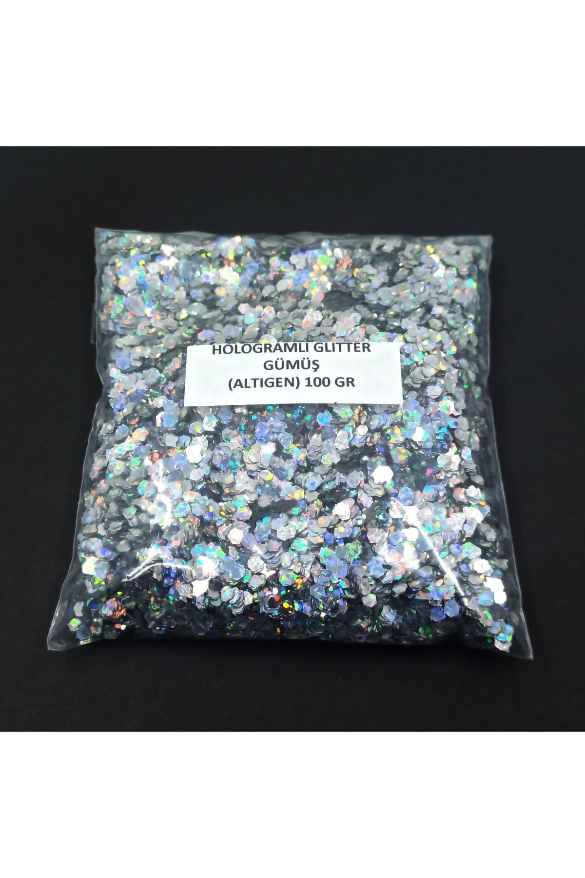 HOBİFLEX Glitter Epoksi Süsleme Pulu Hologramlı Nail Art Makyaj Altıgen Sim Gümüş 100 Gr