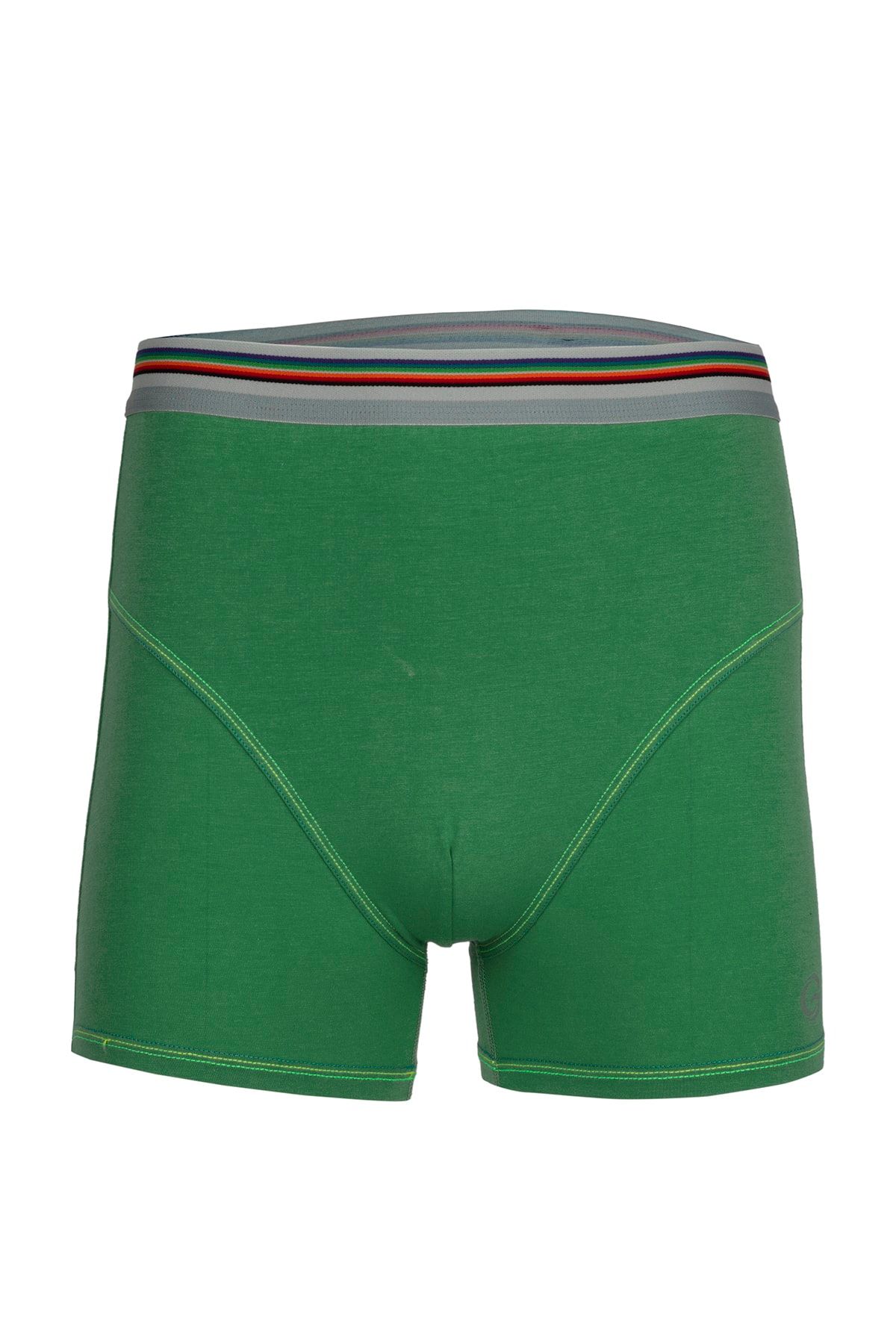 BSM Erkek Çimen Yeşili Modal Pamuk Yumuşak Nefes Alabilen Kaliteli Renkli Çizgili Boxer