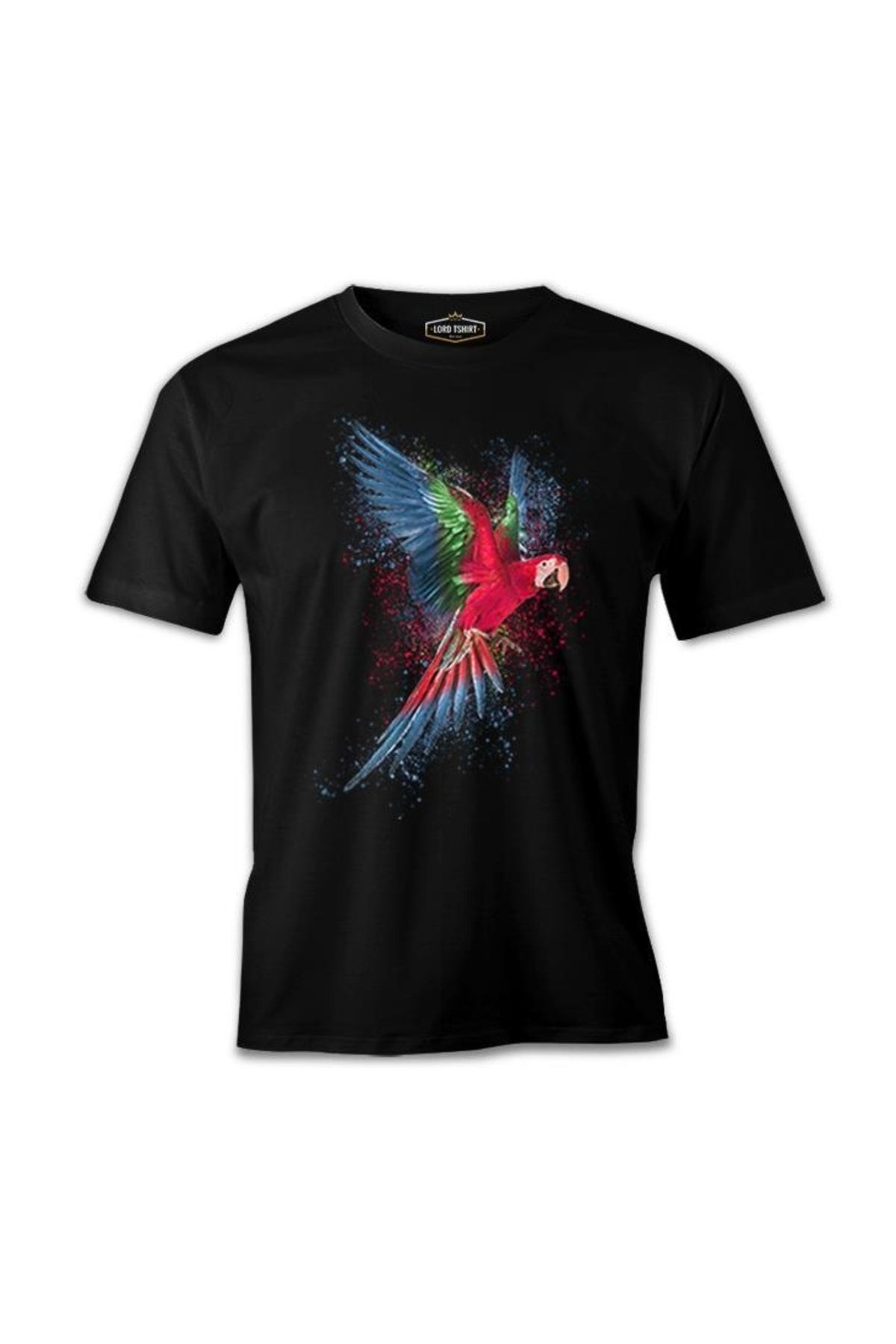 Lord T-Shirt Parrot Splashing Colors Siyah Erkek Tshirt