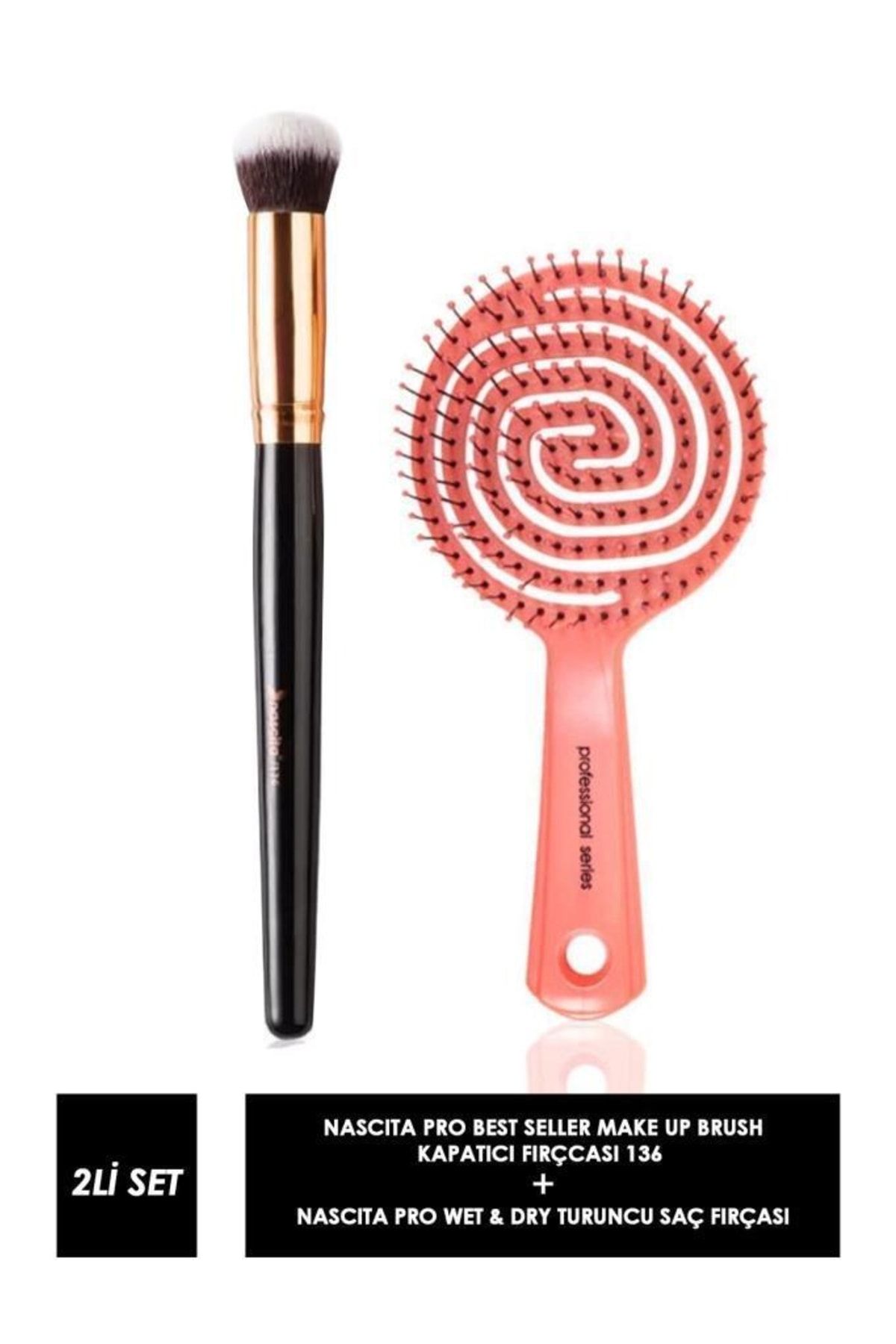 Nascita Pro Best Seller Make Up Brush 136 Kapatıcı Fırçcası + Pro Wet & Dry Turuncu Saç Fırç