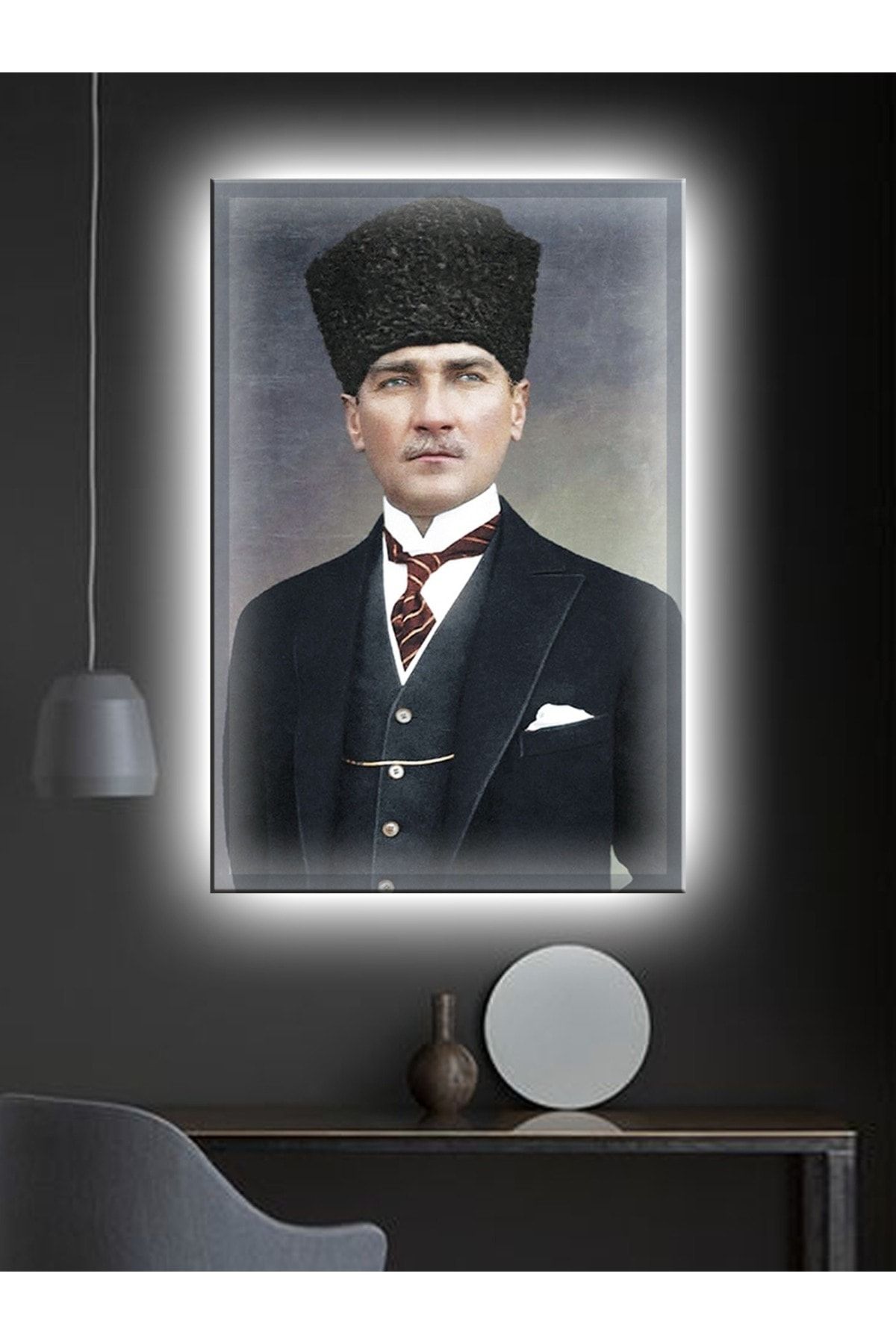 Genel Markalar Kanvas Tablo Led Işıklı Atatürk (ofis, Işyeri,salon) 70 X 50 Cm