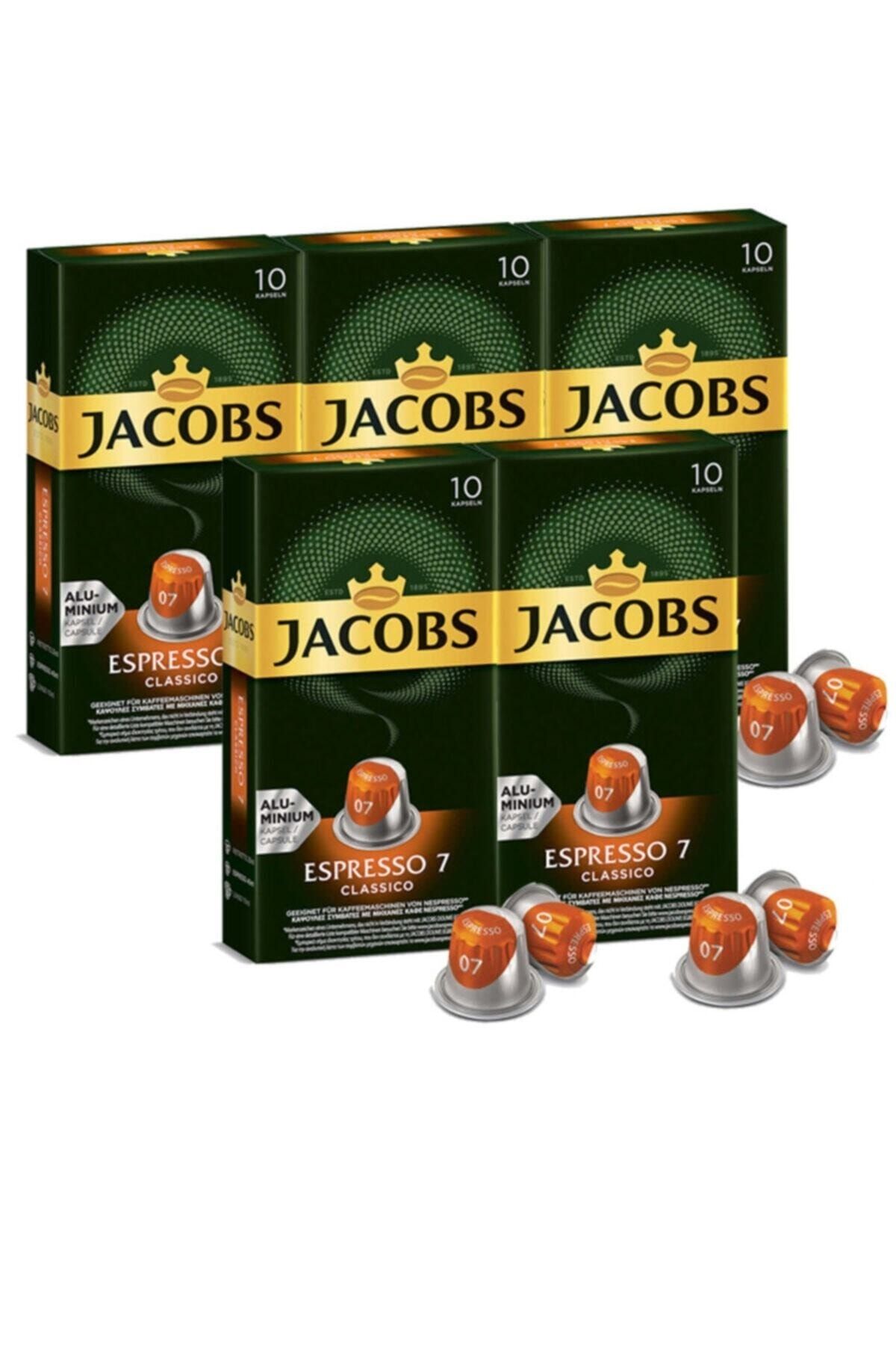 Jacobs Espresso 7 Classico Nespresso Uyumlu Alüminyum Kapsül Kahve 10 Adet X 5 Paket
