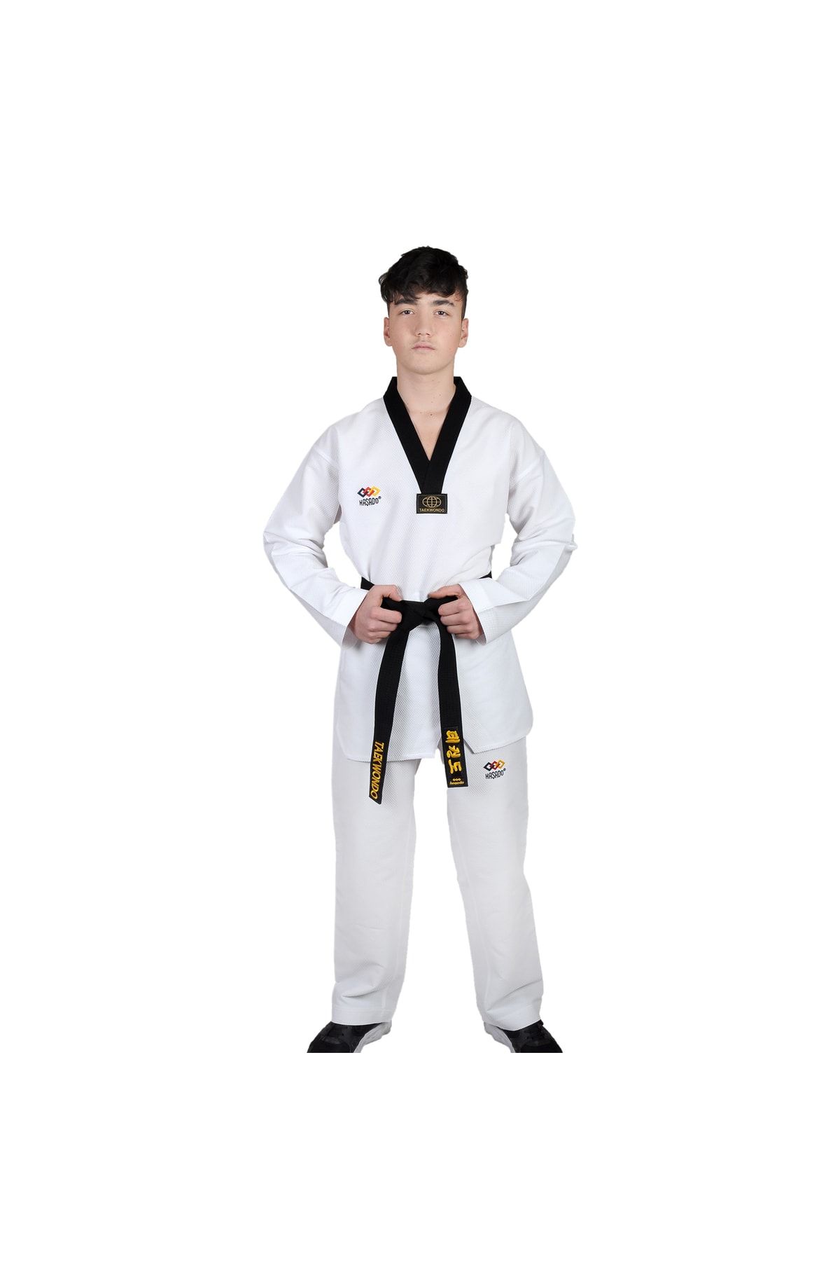 HAŞADO Profesyonel Siyah Yaka Fighter Kumaş Taekwondo Elbise