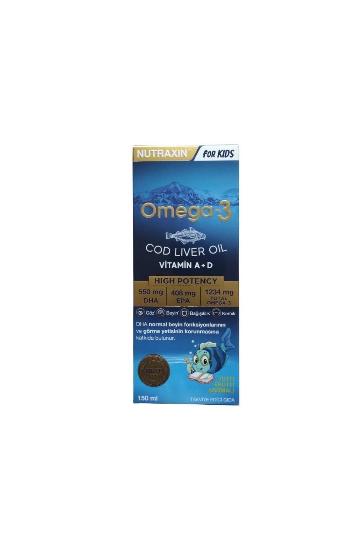 Nutraxin Omega3 Kids Cod Liver Oil A,d,e Vitaminleri Içeren Tutti Frutti Aromalı Takviye Edici Gıda 150ml