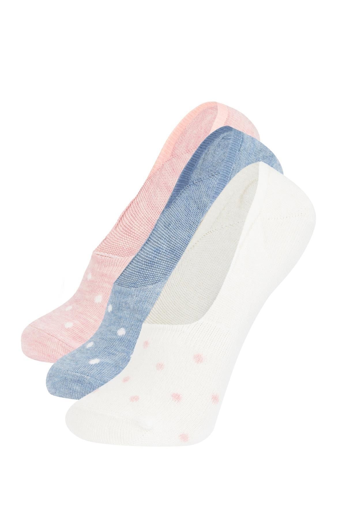 Defacto Kadın 3'lü Pamuklu Babet Çorap Z7560azns