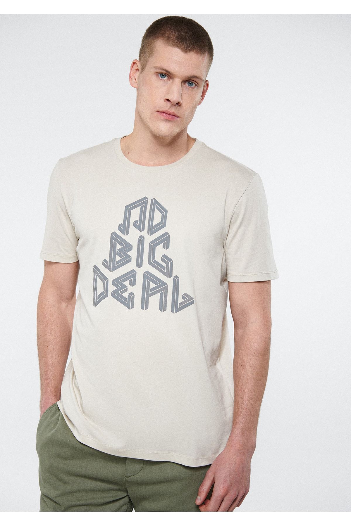 Mavi No Big Deal Baskılı Bej Tişört Regular Fit / Normal Kesim 0611336-70145