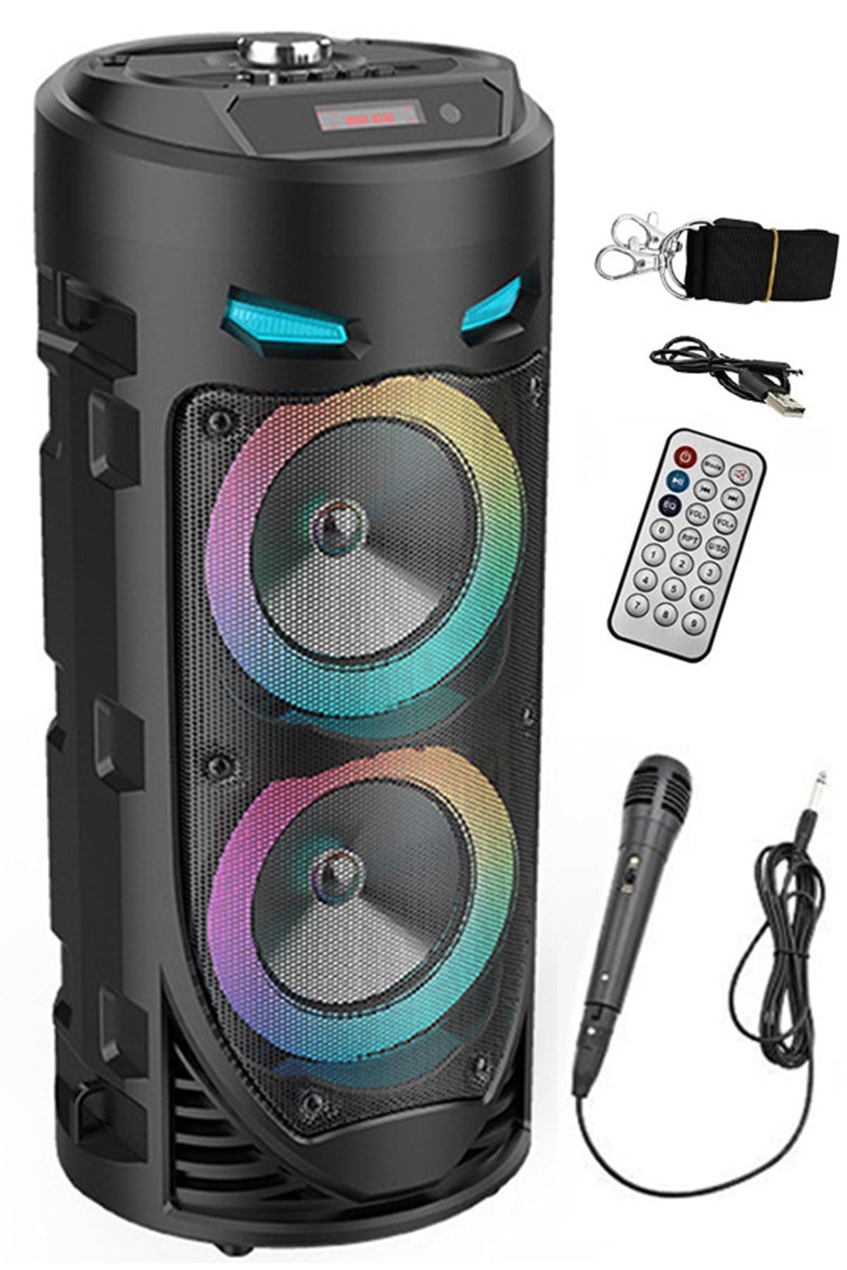 Genel Markalar 2 Yıl Bluetooth Parti Hoparlör 1175 Karaoke Mikrofonlu Uzaktan Kumandalı Ses Sistemi Yok Siyah İtha