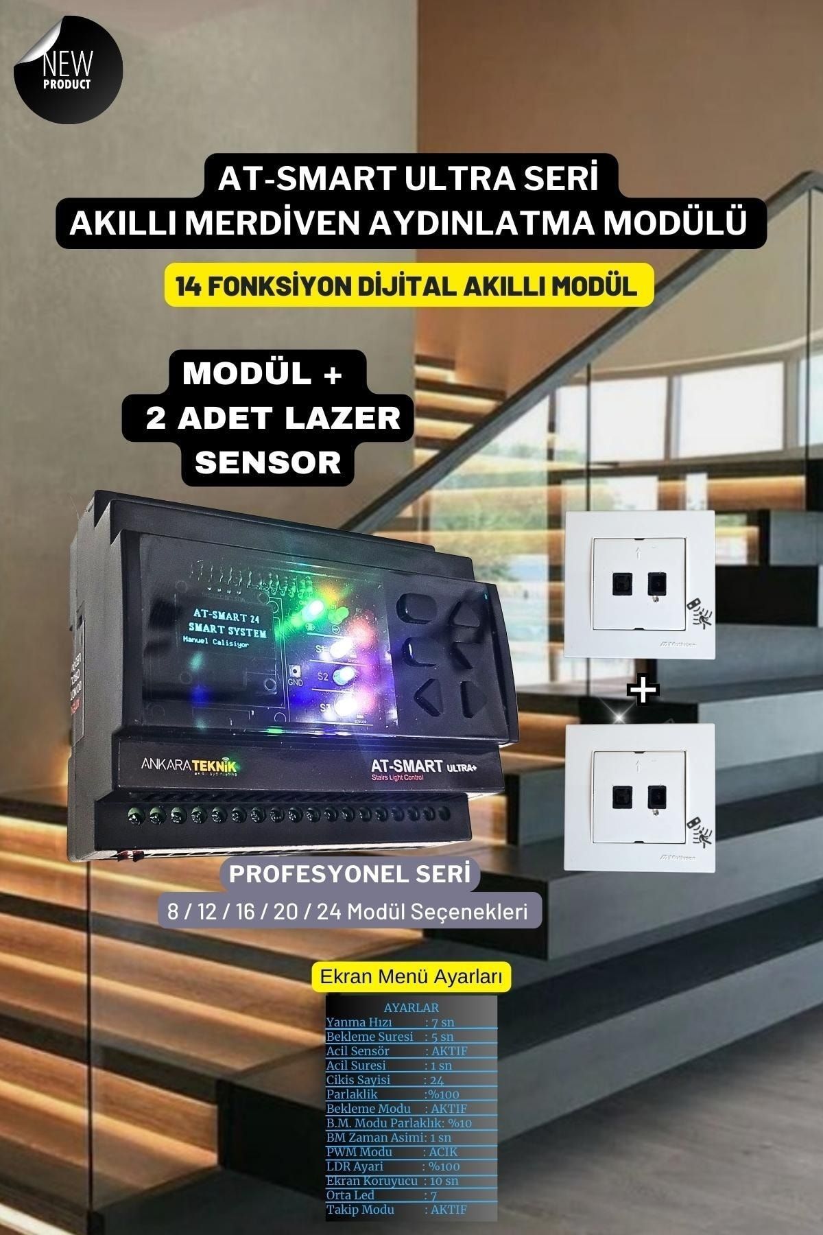 OEM 8 Kanal Ultra Akıllı Merdiven Kontrol Kiti 2 Adet Lazer Sensör/profesyonel Seri