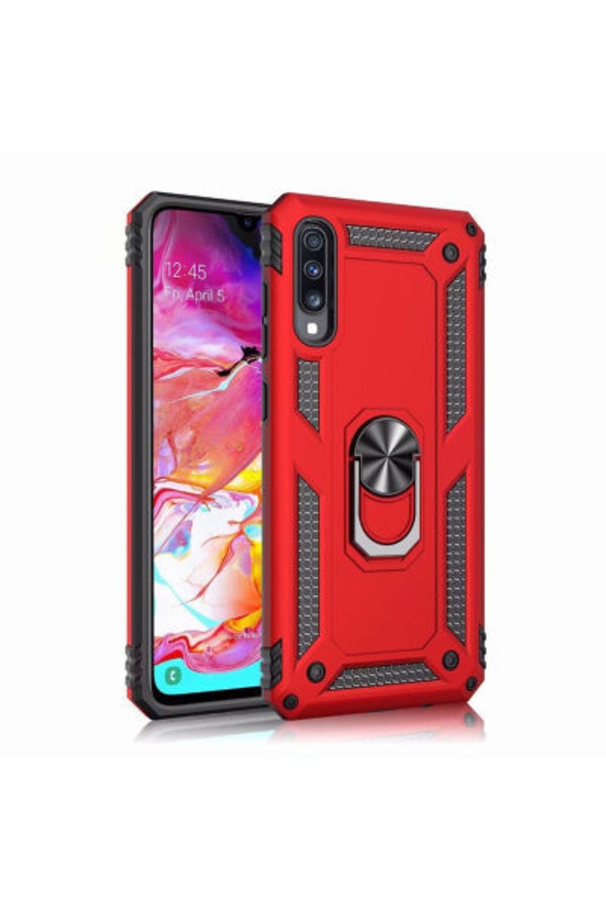 Rivor Samsung Galaxy A70 Uyumlu Kılıf Military Armour Yüzüklü Standlı Koruyucu Kapak