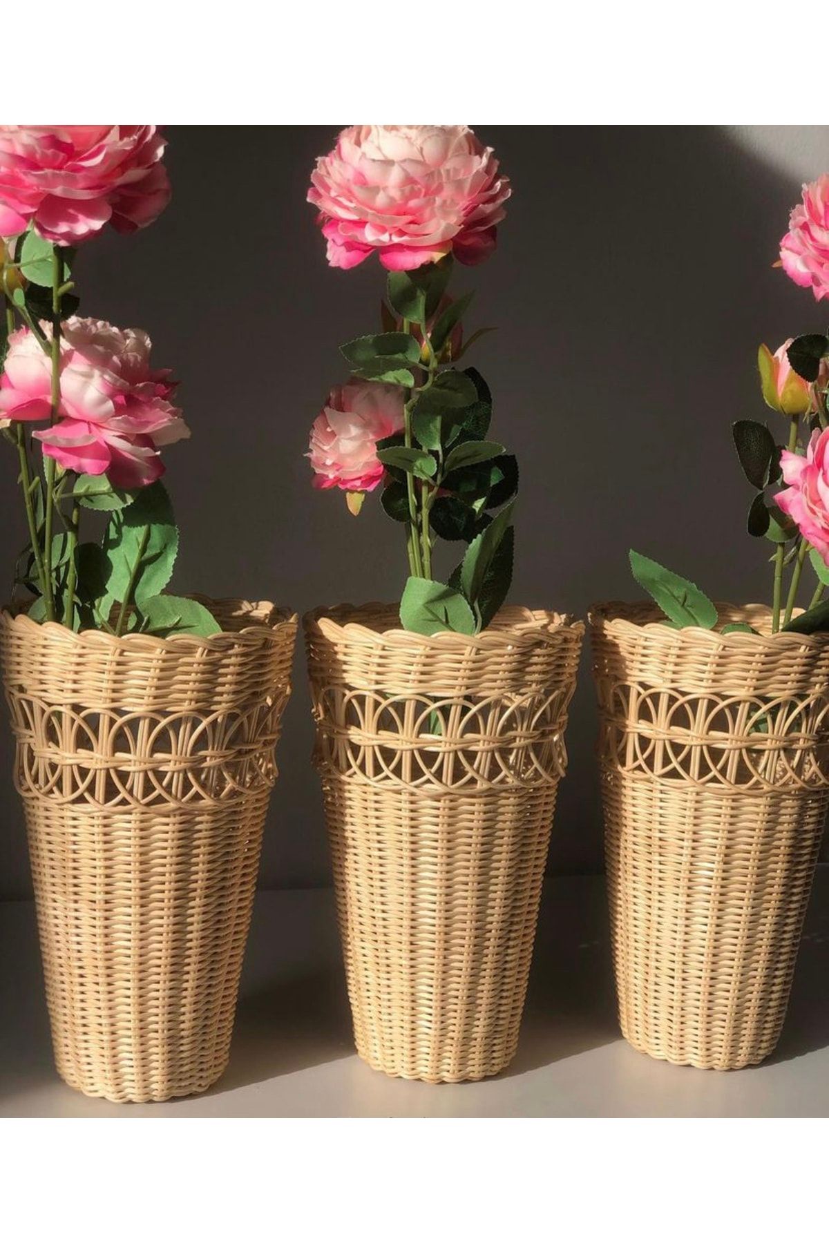 Bohodella Rattan Bambu Hasır Vazo Çiçeklik 25 Cm Pinterest Vazo