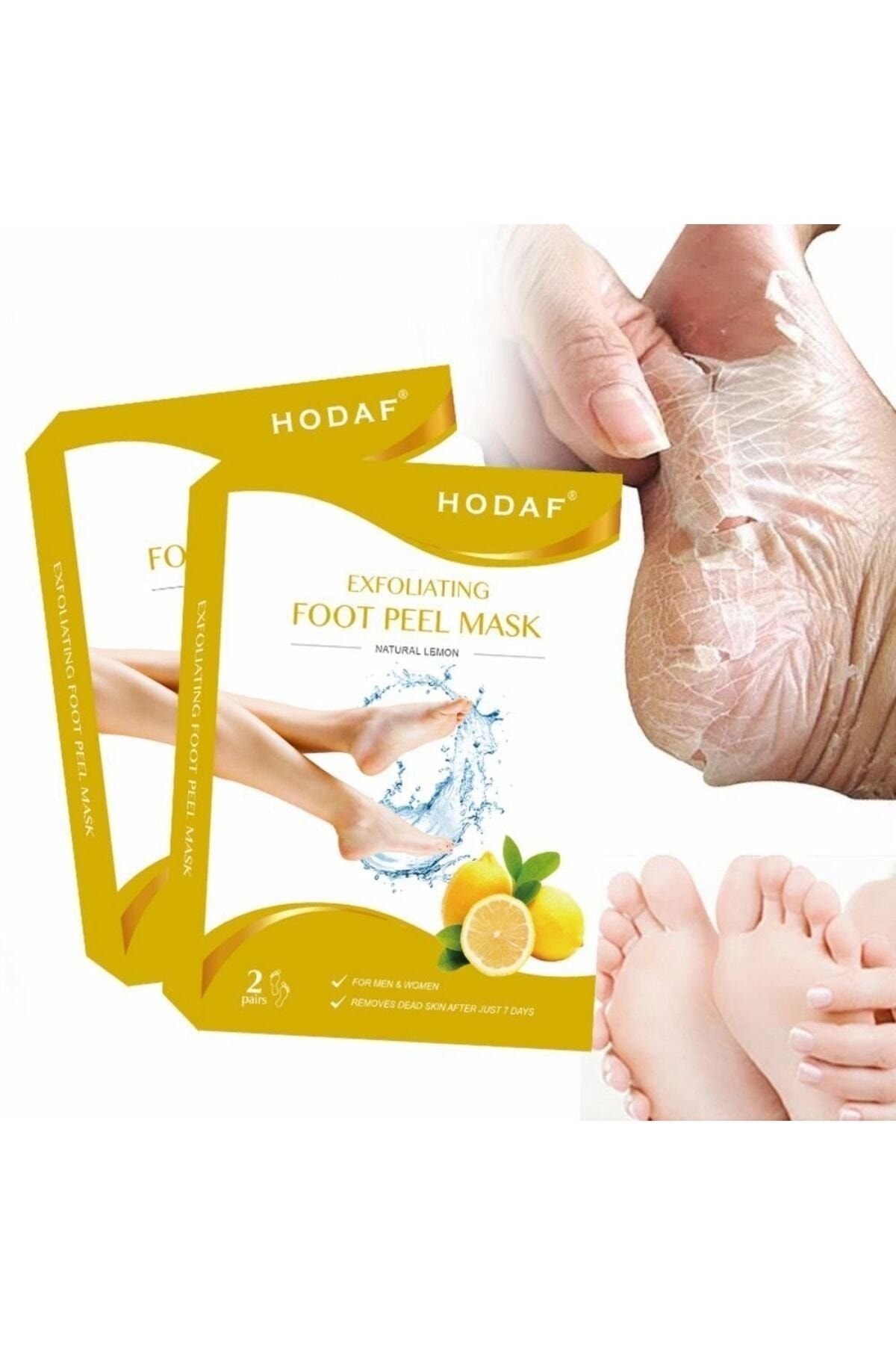 HODAF 1 Çift Çorap Tipi Ölü Deri Ve Çatlaklar Için Soyulabilen Limon Aromalı Ayak Peeling Maskesi