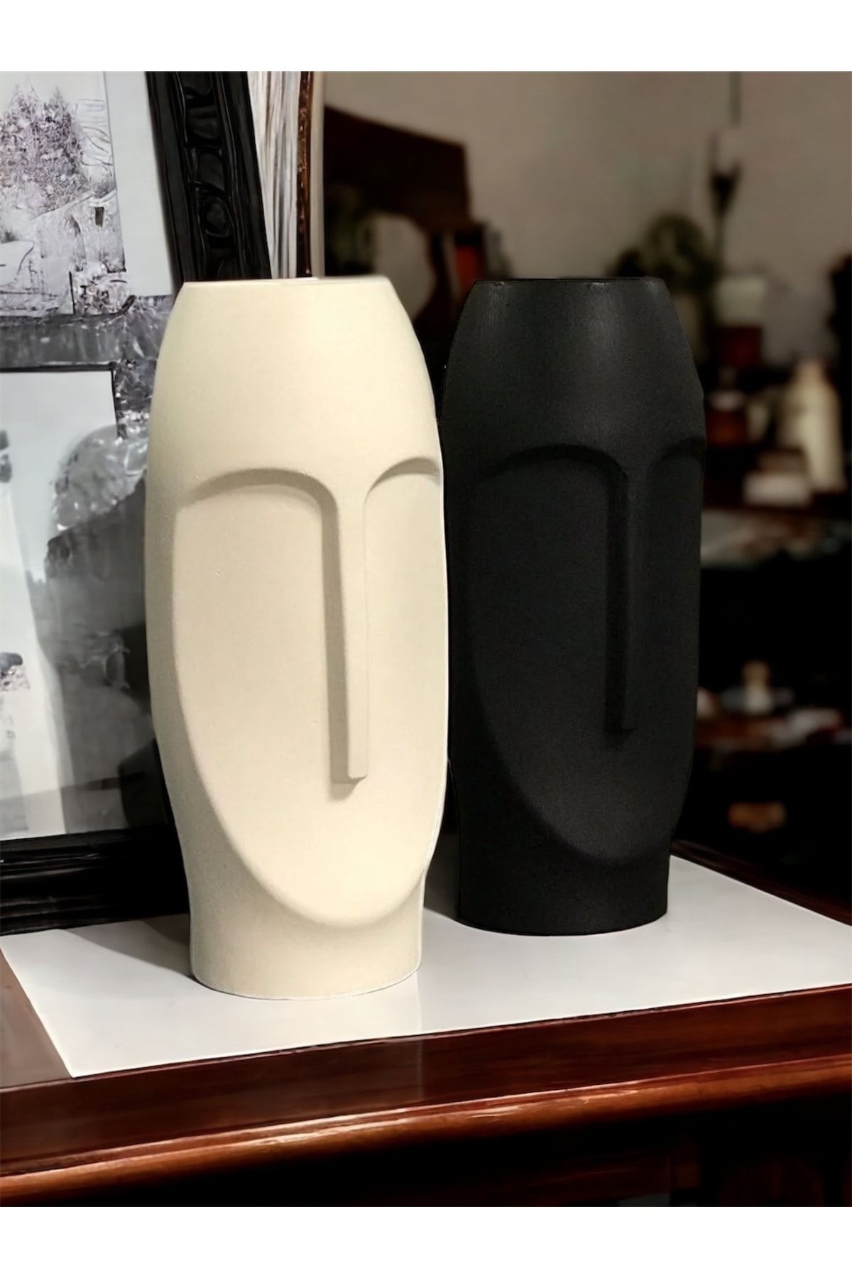 Havalı Tasarım Stoneface Renkli Vazo 2'li Set
