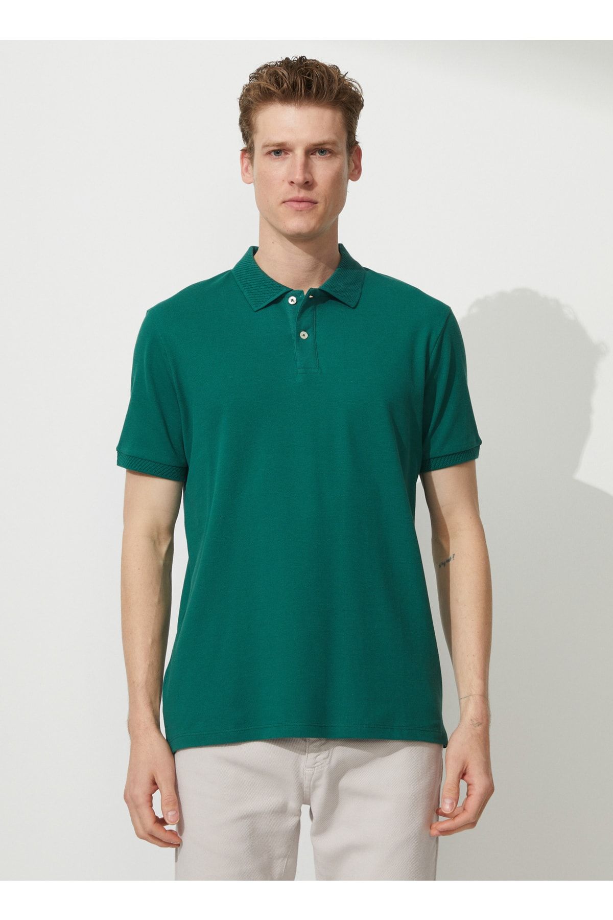 Altınyıldız Classics Polo Yaka Koyu Yeşil Erkek T-shirt 4a9000000001