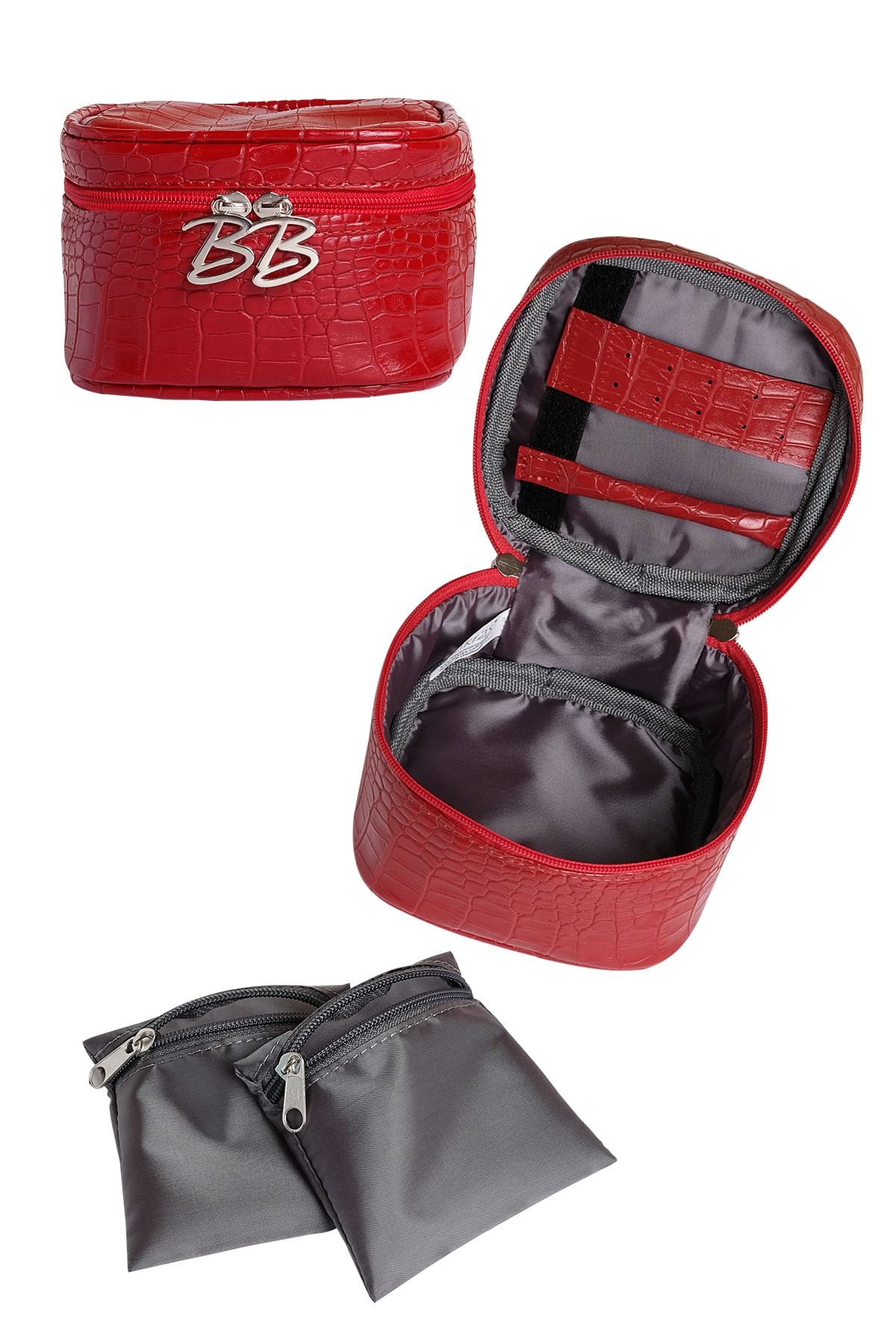 Bakras Kırmızı Takı Çantası Kolye Küpe Yüzük Bileklik Takı Düzenleyici Çanta