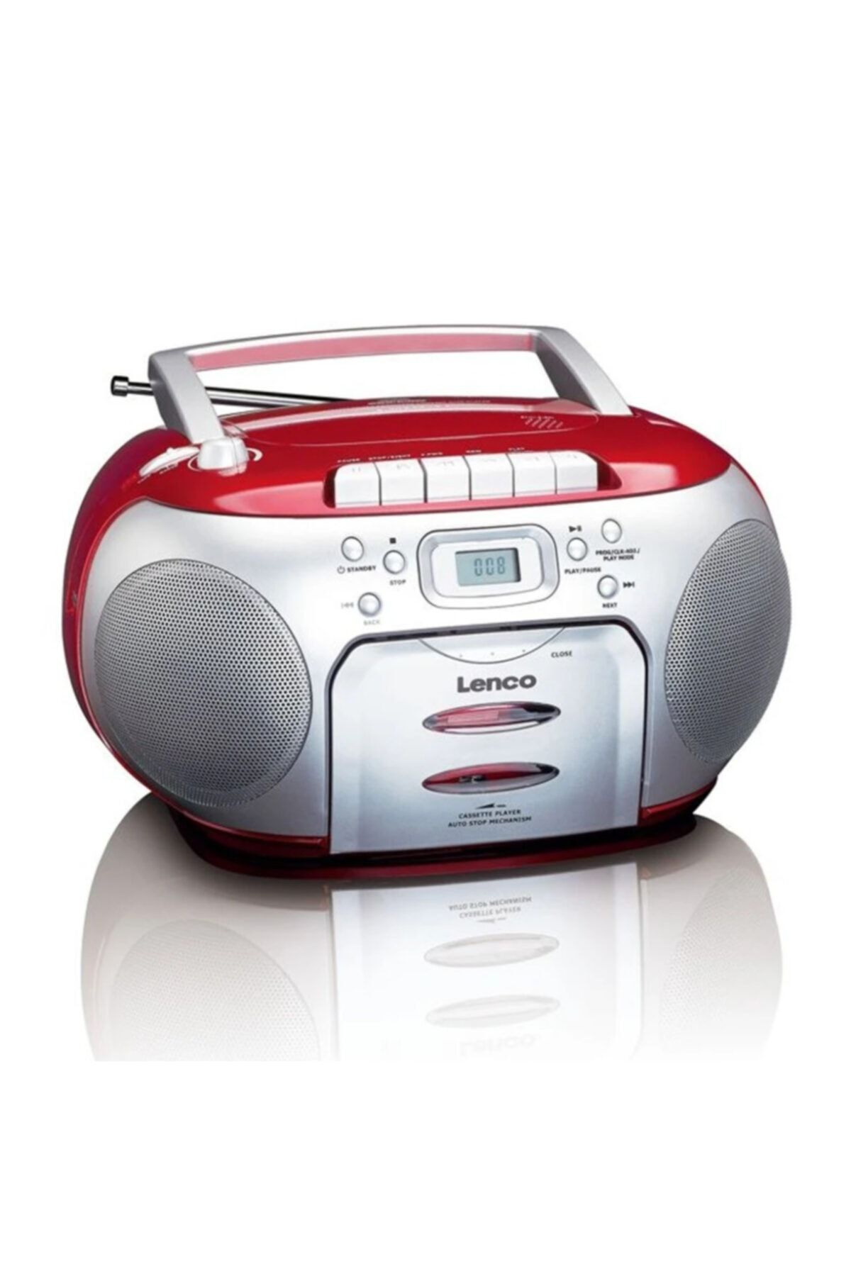Lenco Scd-420 Rd - Taşınabilir Müzik Seti Fm Radyo Cd Kaset Çalar Kırmızı Gümüş
