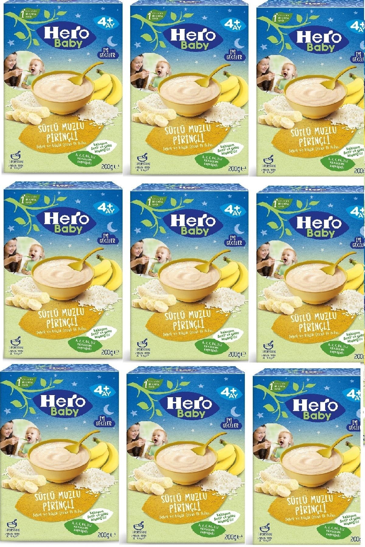 Hero Baby Gece Sütlü Muzlu Pirinçli 200 G X 9 Adet