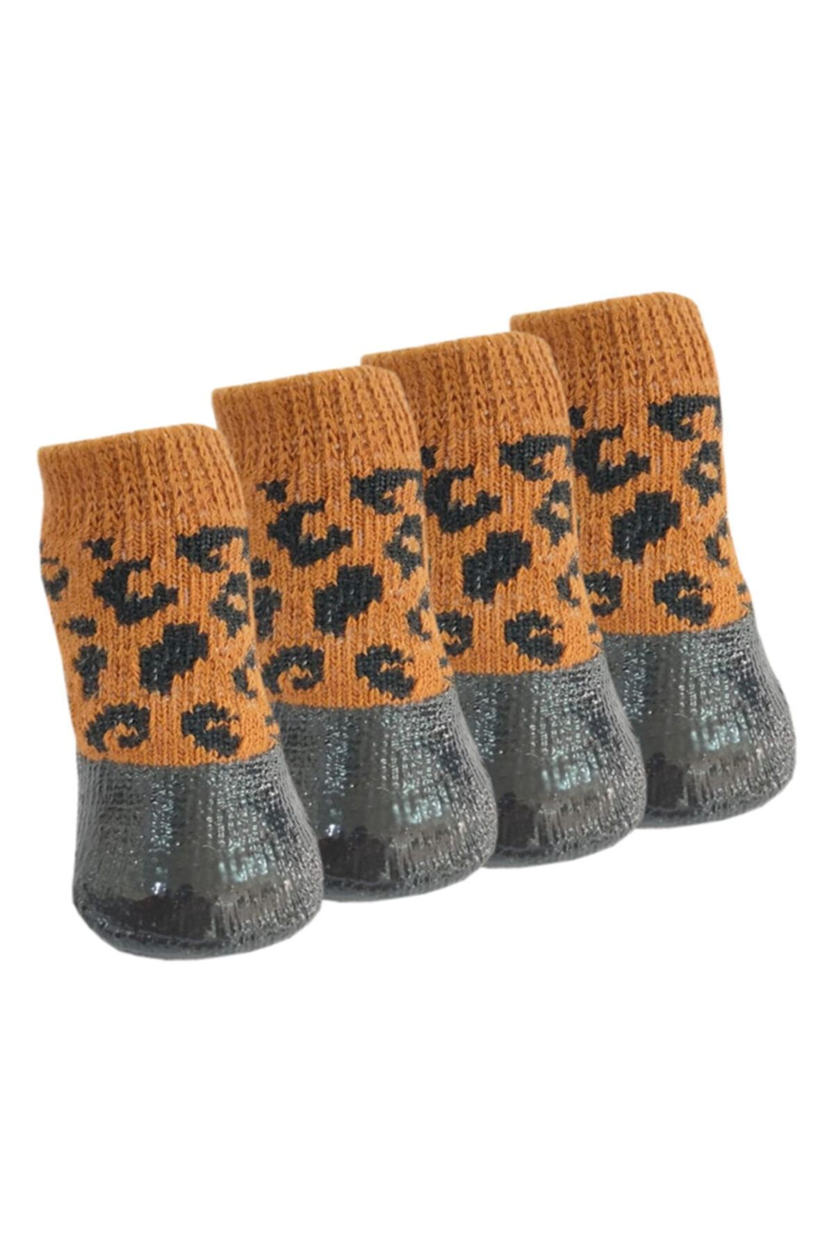 Trixie Kedi Köpek Ayakkabı Çorap Nitril Kaplı Örme Kışlık Çorap Leopar Desen Br16