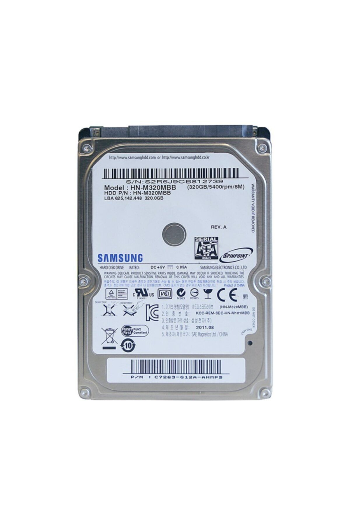 Samsung Hn-m320mbb Sata3 5400rpm 8mb 2.5'' 320gb Notebook Hdd(refurbished)