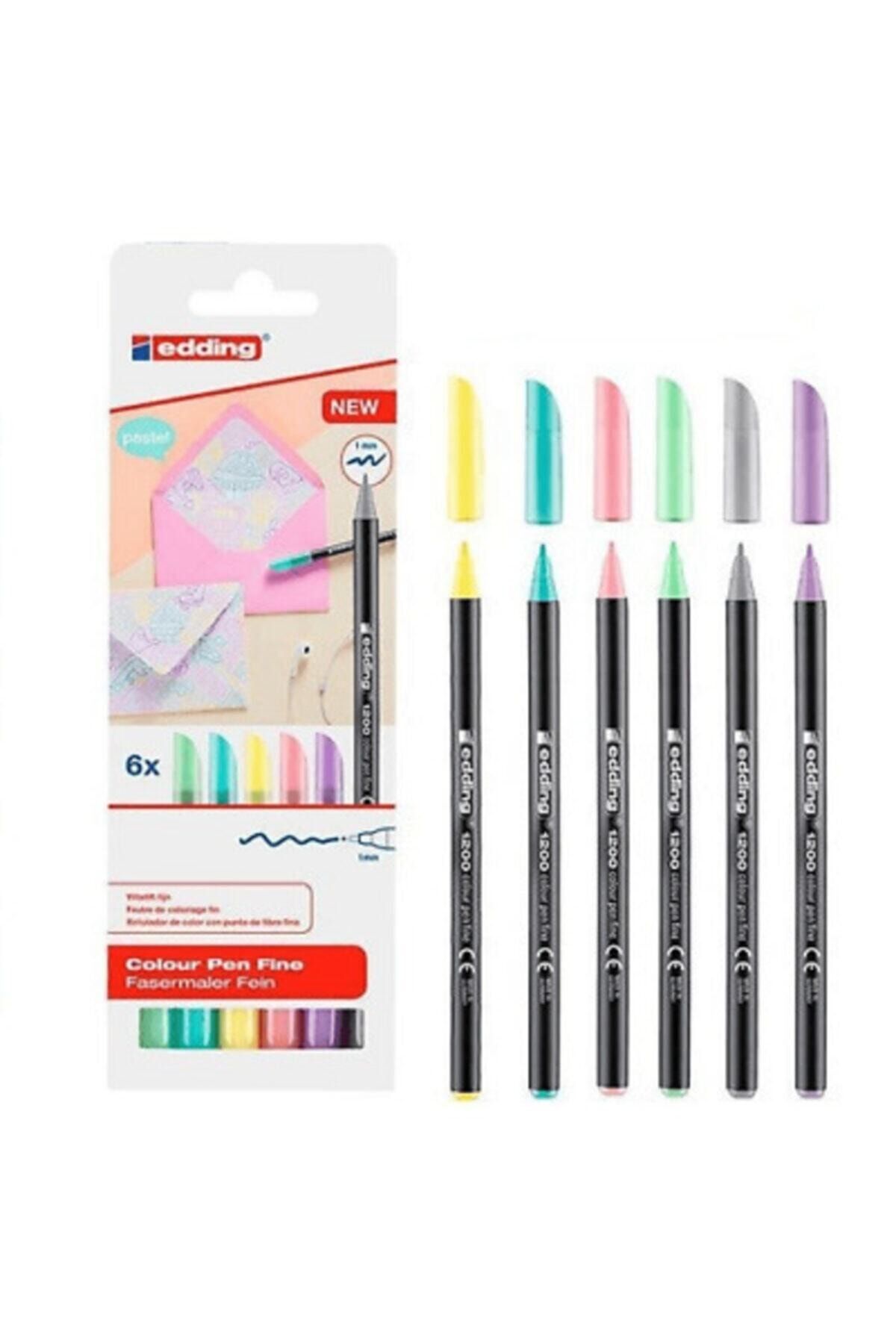 Edding 6lı Set Pastel Renkler 1200 Ince Uçlu Keçeli Kalem Grafik Kalemi