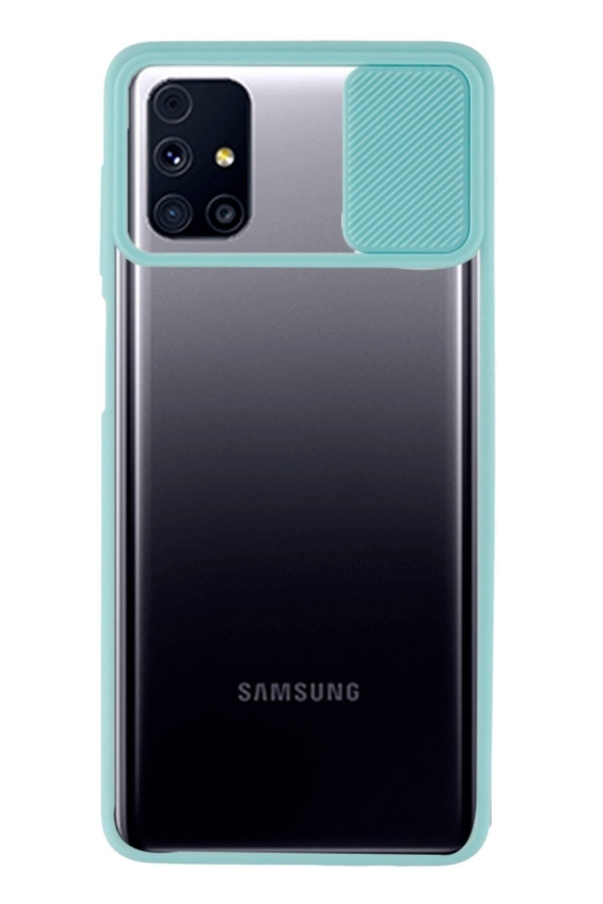 Mobilcadde Eiroo Lens Series Samsung Galaxy M31s Uyumlu Turkuaz Silikon Kılıf